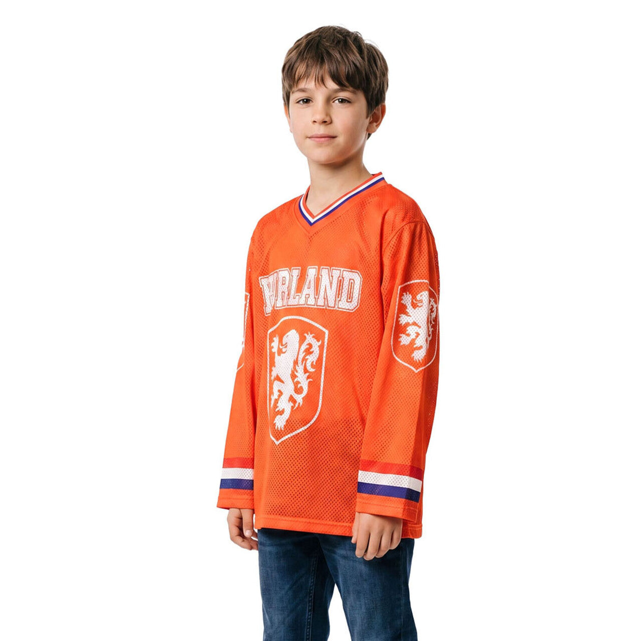Op deze afbeelding zie je een Kostuums, van het merk Wilbers. IJshockeyshirt Holland Lange Mouwen (Oversized) Kind