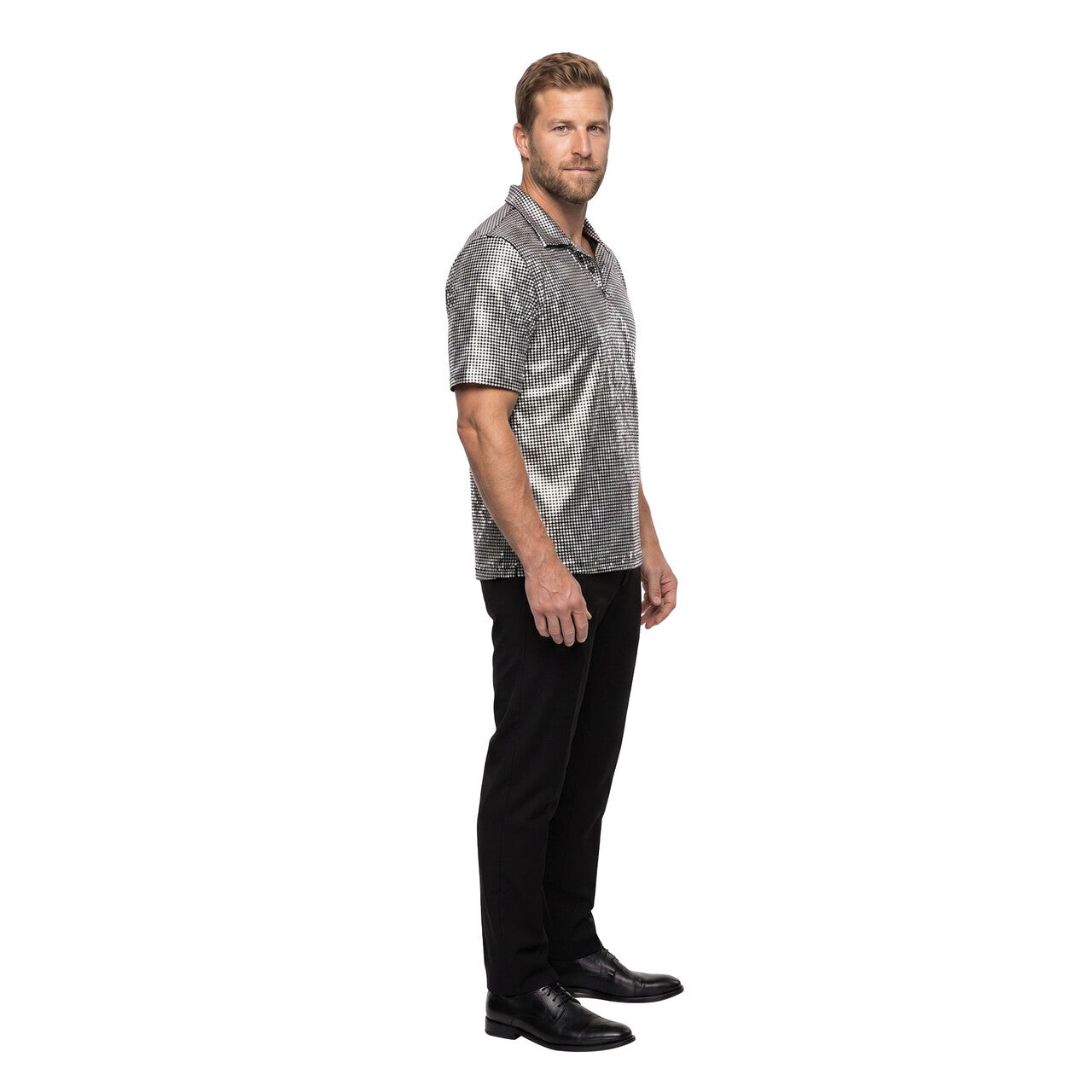 Op deze afbeelding zie je een Kostuums, van het merk Wilbers. Disco Inferno Polo Zilver Man Kostuum