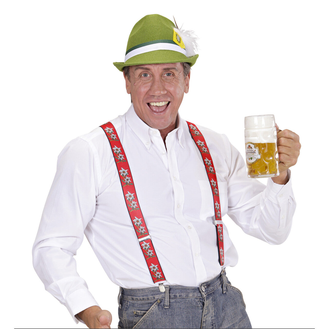 Op deze afbeelding zie je een Accessoires, van het merk Widmann. Beiers Hoedje Bayern Met Veer