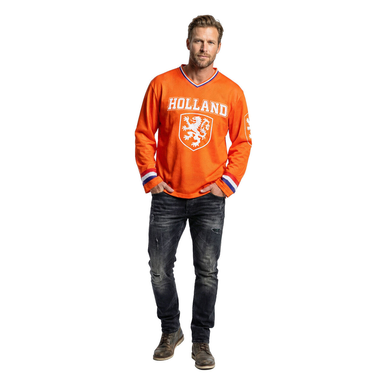 Op deze afbeelding zie je een Kostuums, van het merk Wilbers. De Leeuw Van Holland IJshockeyshirt (Oversized)