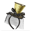 Gouden Glitter Mini Hoge Hoed Met Sluier