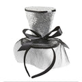 Zilveren Glitter Mini Hoge Hoed Met Sluier