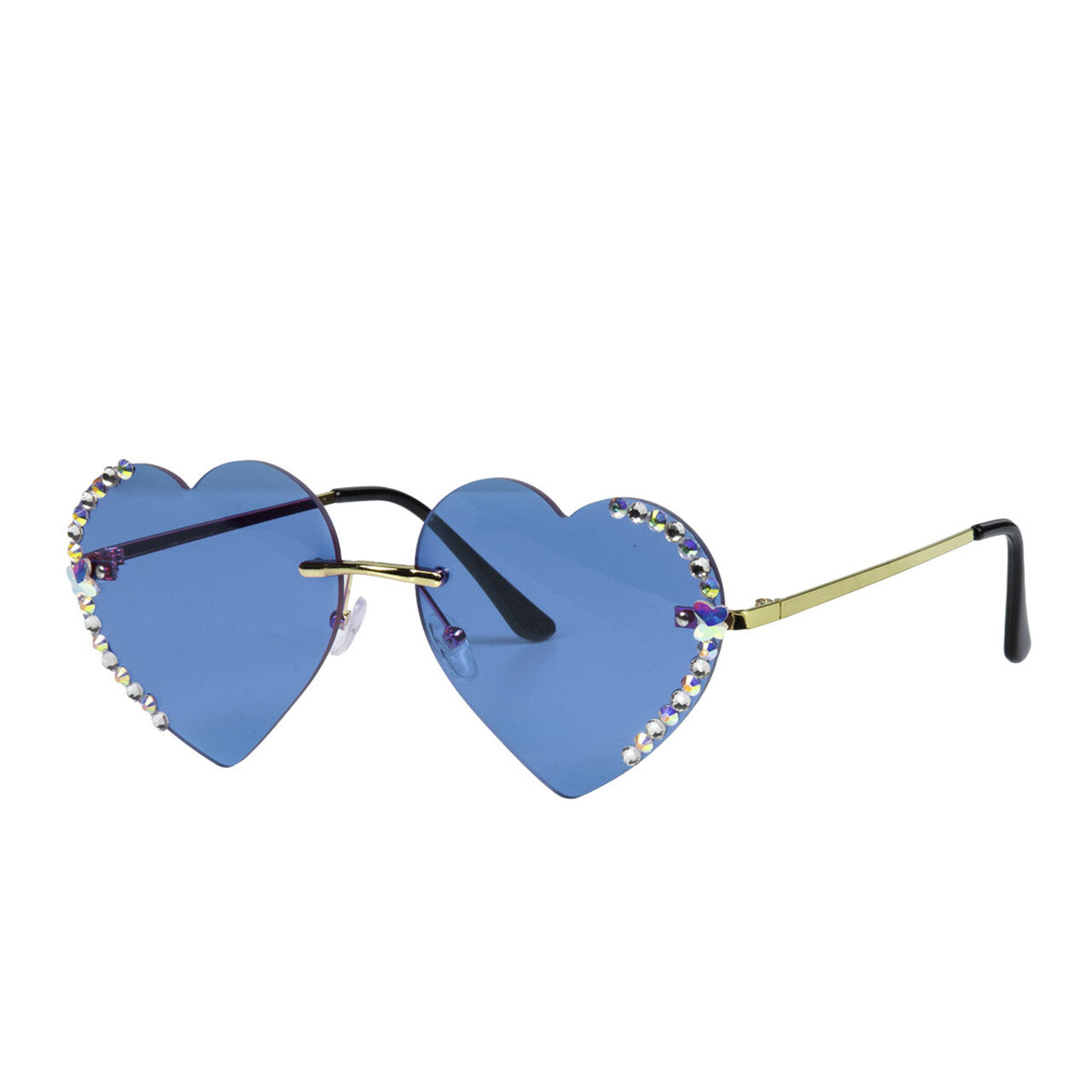 Op deze afbeelding zie je een Accessoires, van het merk Wilbers. Blauwe Hartjes Bril Met Diamantjes