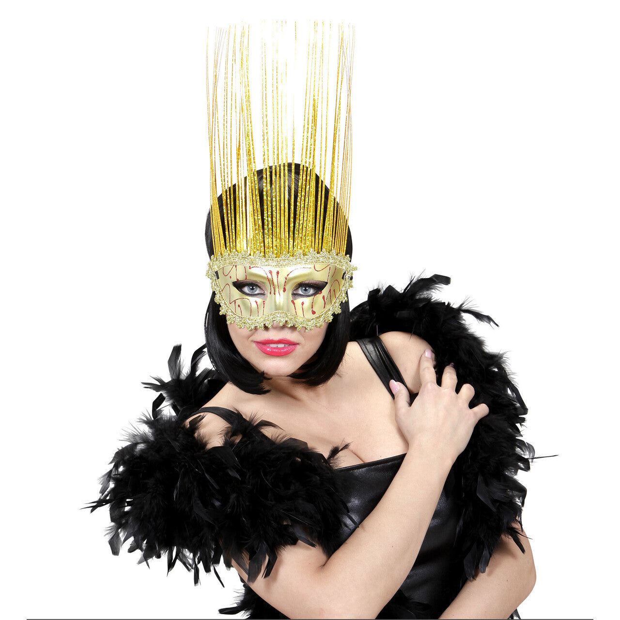 Op deze afbeelding zie je een Accessoires, van het merk Widmann. Oogmasker Goud Met Lange Punten