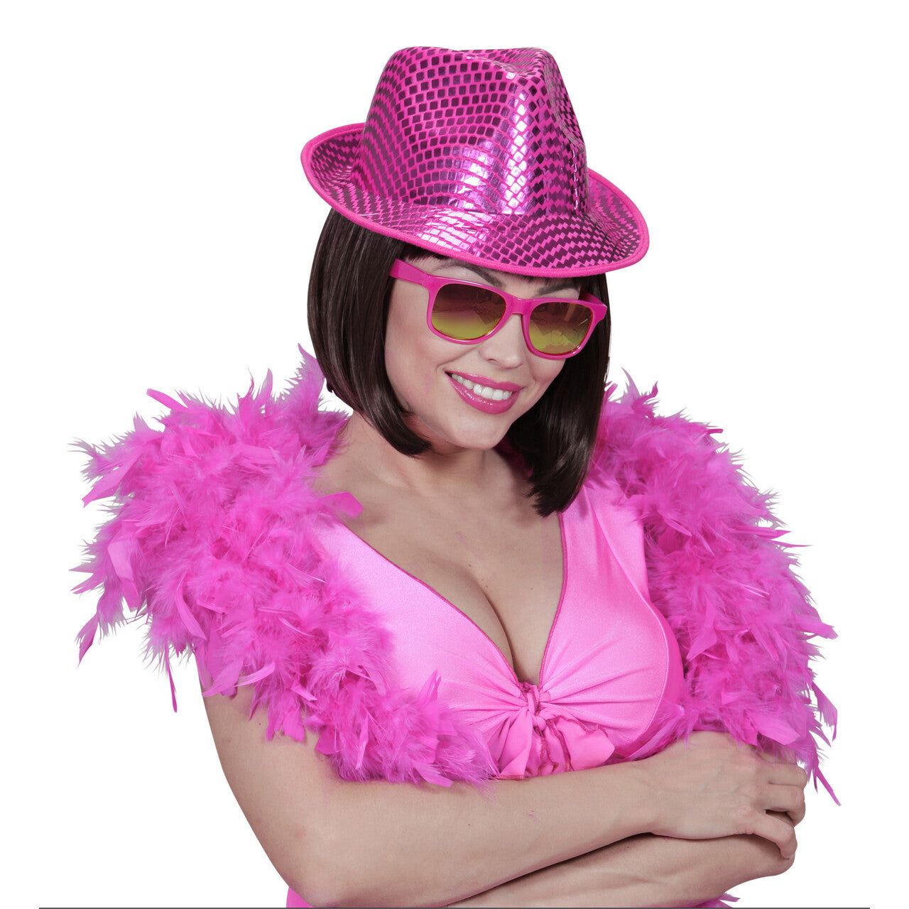 Op deze afbeelding zie je een Accessoires, van het merk Widmann. Bril Roze