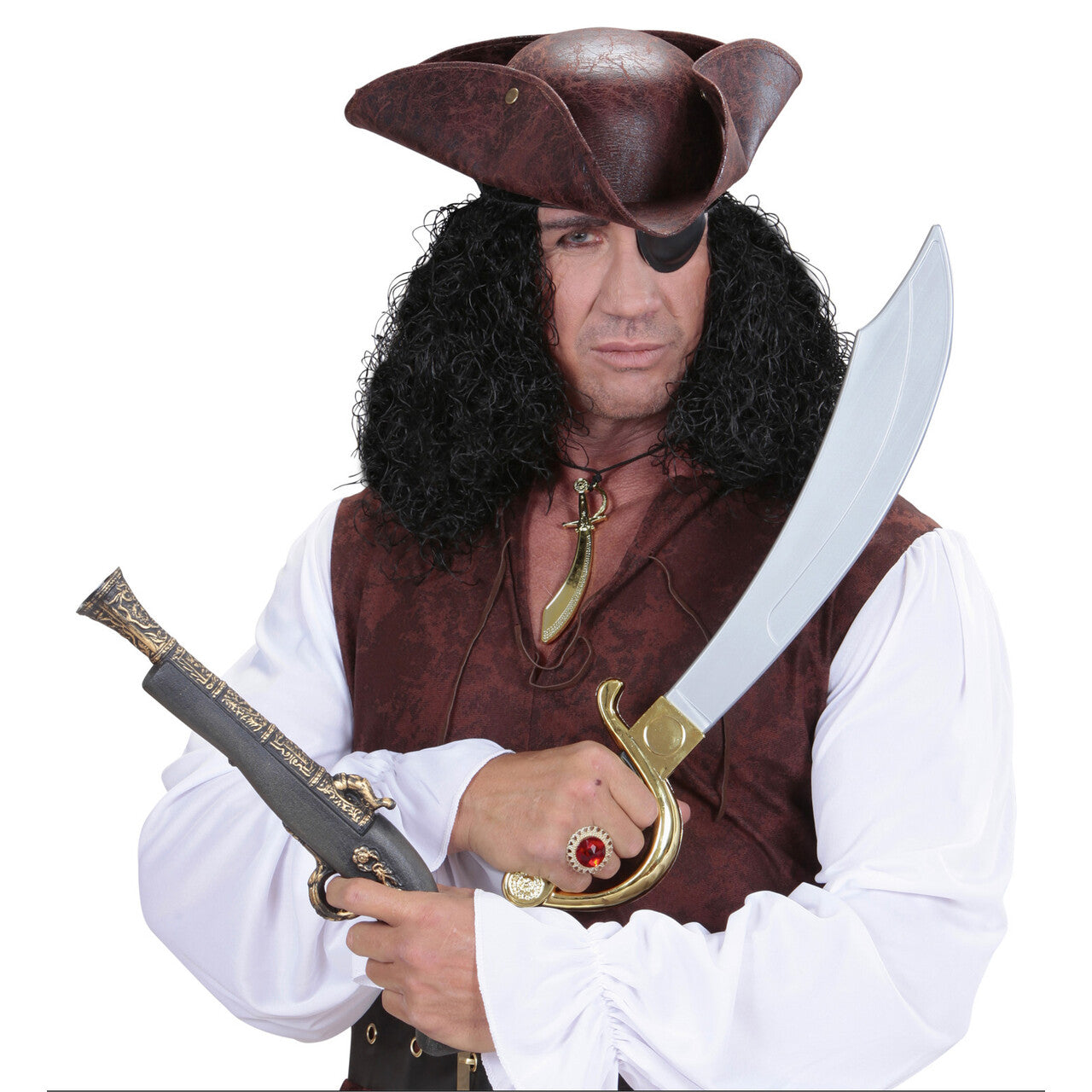 Op deze afbeelding zie je een Accessoires, van het merk Widmann. Ketting Piraat Kromzwaard Goud
