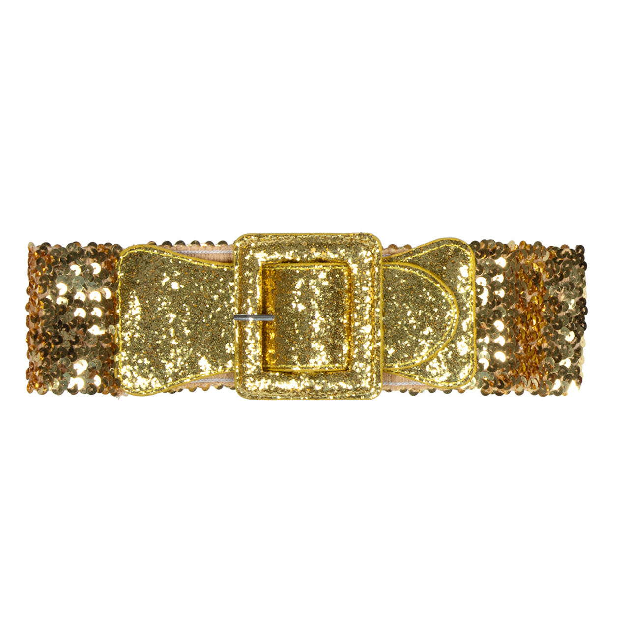 Op deze afbeelding zie je een Accessoires, van het merk Wilbers. Rekbare Pailletten Riem Goud