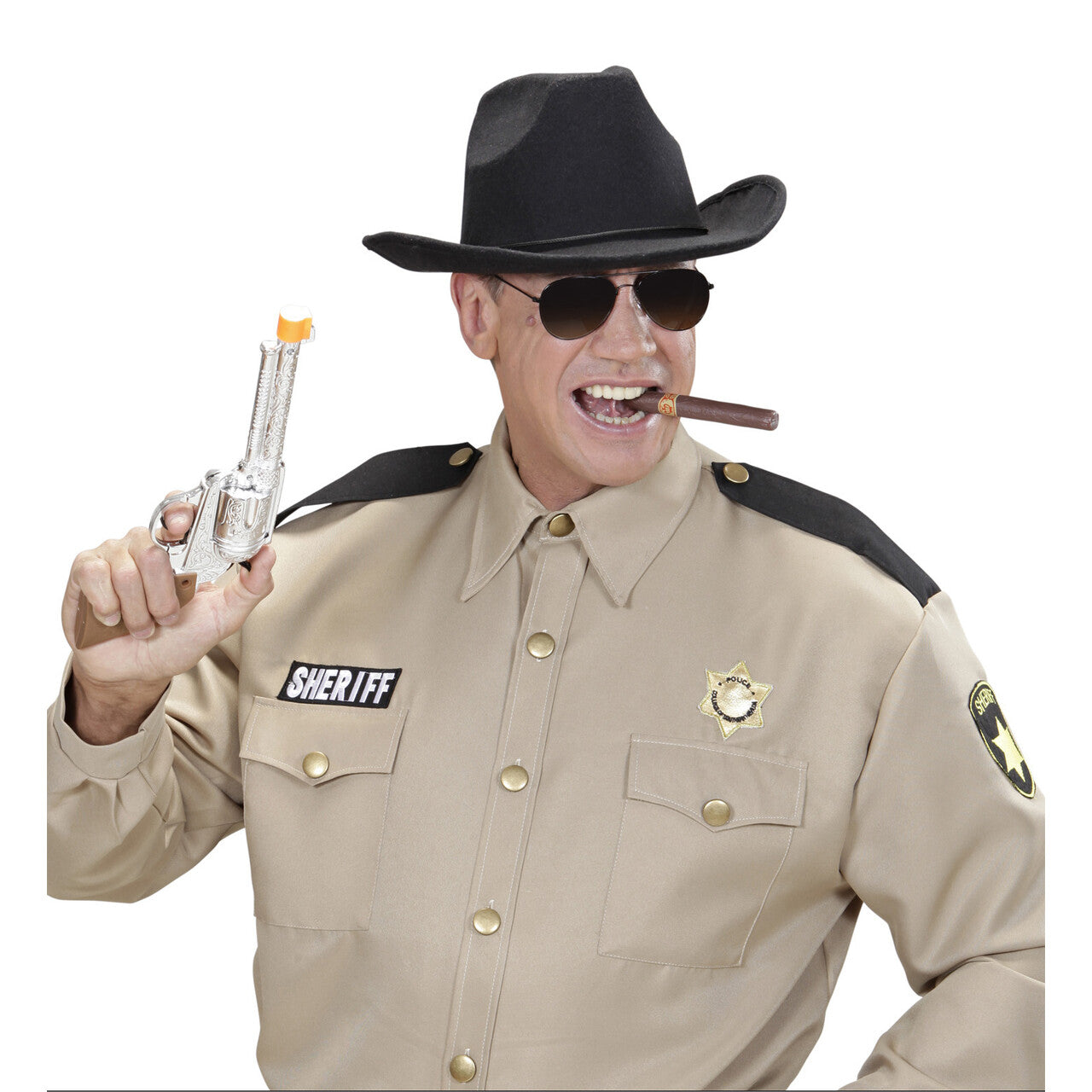 Op deze afbeelding zie je een Accessoires, van het merk Widmann. Cowboyhoed Zwart