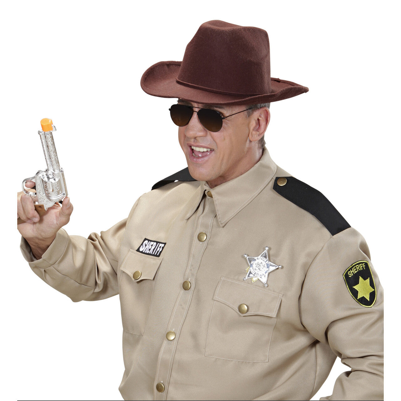 Op deze afbeelding zie je een Accessoires, van het merk Widmann. Cowboyhoed Bruin