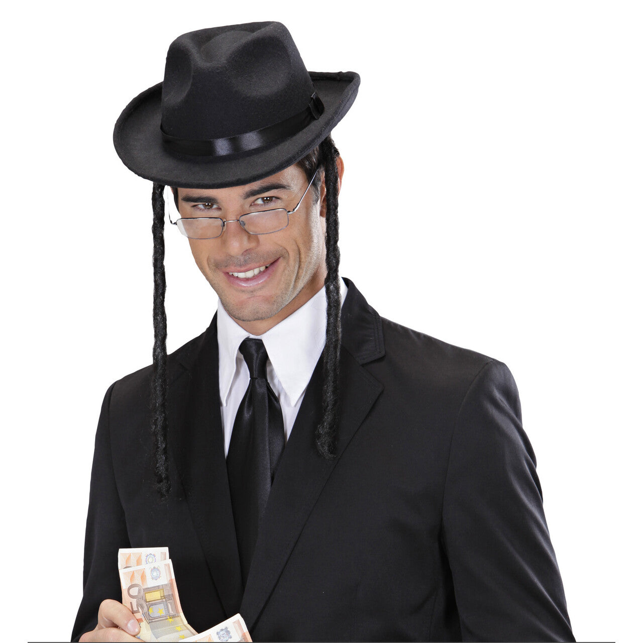 Op deze afbeelding zie je een Accessoires, van het merk Widmann. Hoed Rabbijn Met Vlechten