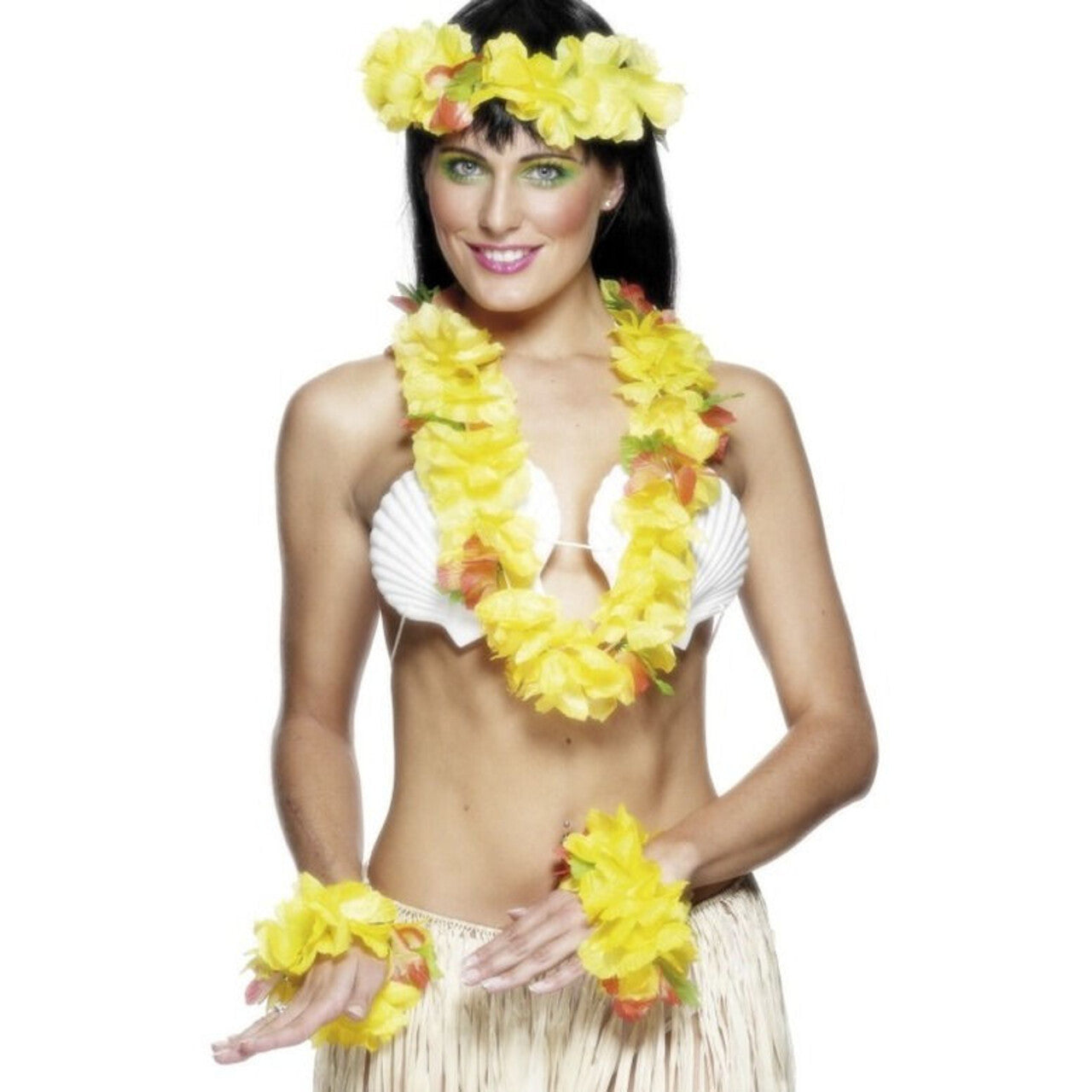 Op deze afbeelding zie je een Accessoires, van het merk Smiffy's. Gele Hawaiiaanse Bloemen Set