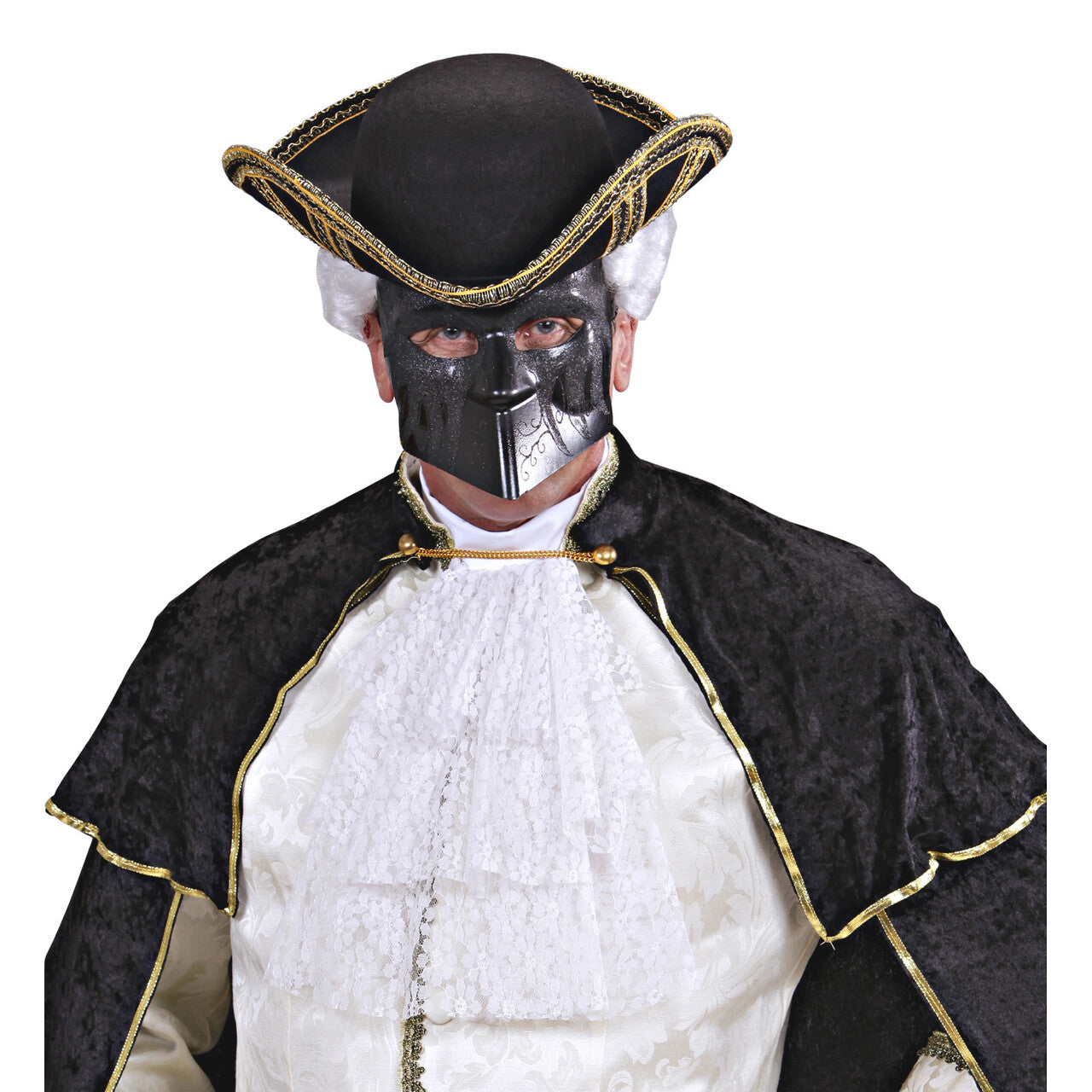 Op deze afbeelding zie je een Accessoires, van het merk Widmann. Venetiaans Doge Masker Zwart Met Glitter