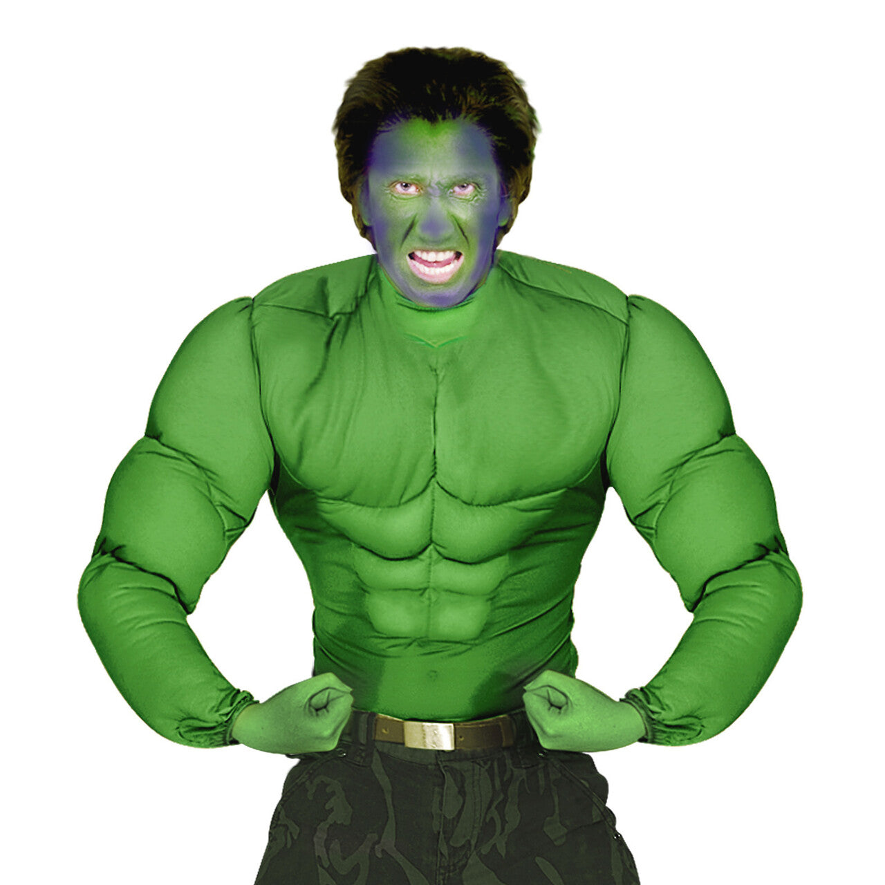 Op deze afbeelding zie je een Kostuums, van het merk Widmann. Machtig Spierenshirt Groen Volwassen Man