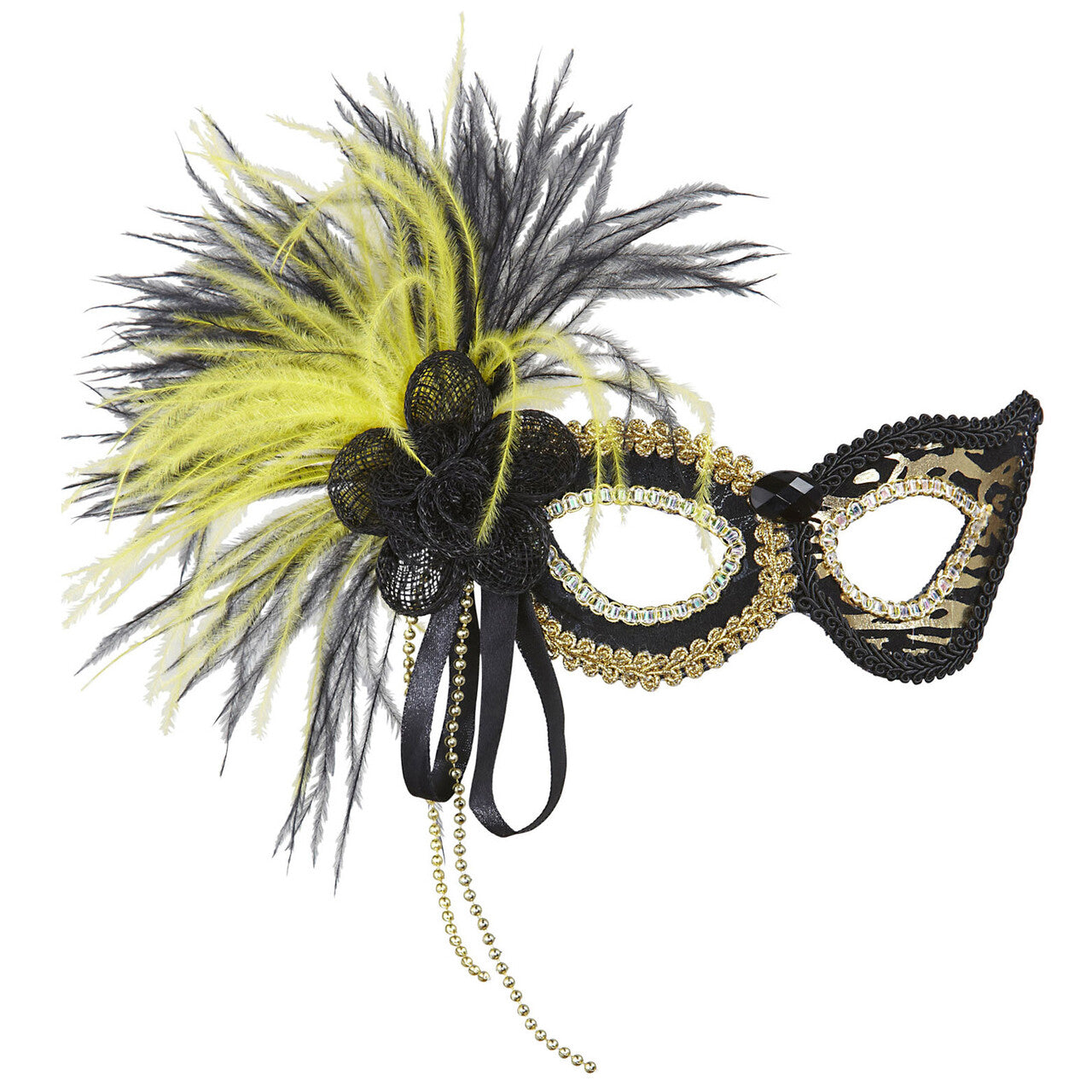 Op deze afbeelding zie je een Accessoires, van het merk Widmann. Oogmasker Tijger Met Roos, Glimmende Stenen En Veren