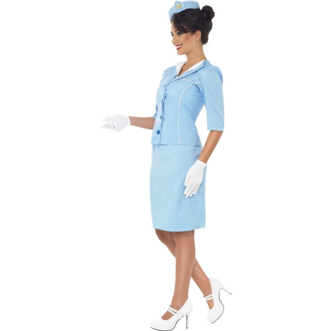 Op deze afbeelding zie je een Kostuums, van het merk Smiffy's. Keurige Blauwe Stewardess Vrouw Kostuum