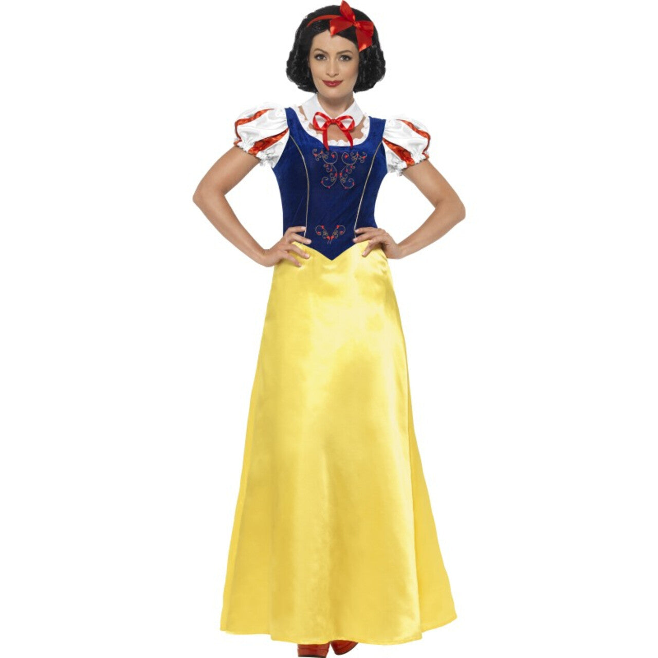 Op deze afbeelding zie je een Kostuums, van het merk Smiffy's. Blauw-Gele Sneeuwwitje Meisje Kostuum