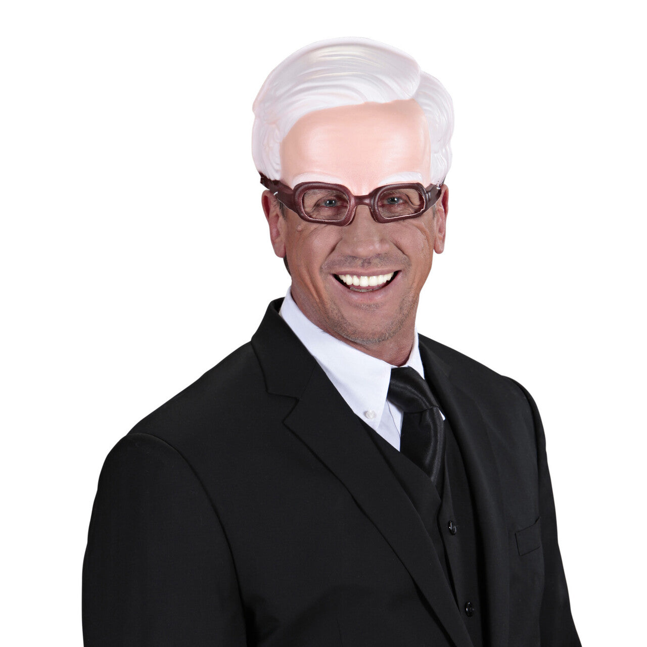 Op deze afbeelding zie je een Accessoires, van het merk Widmann. Masker Met Bril En Witte Haardos