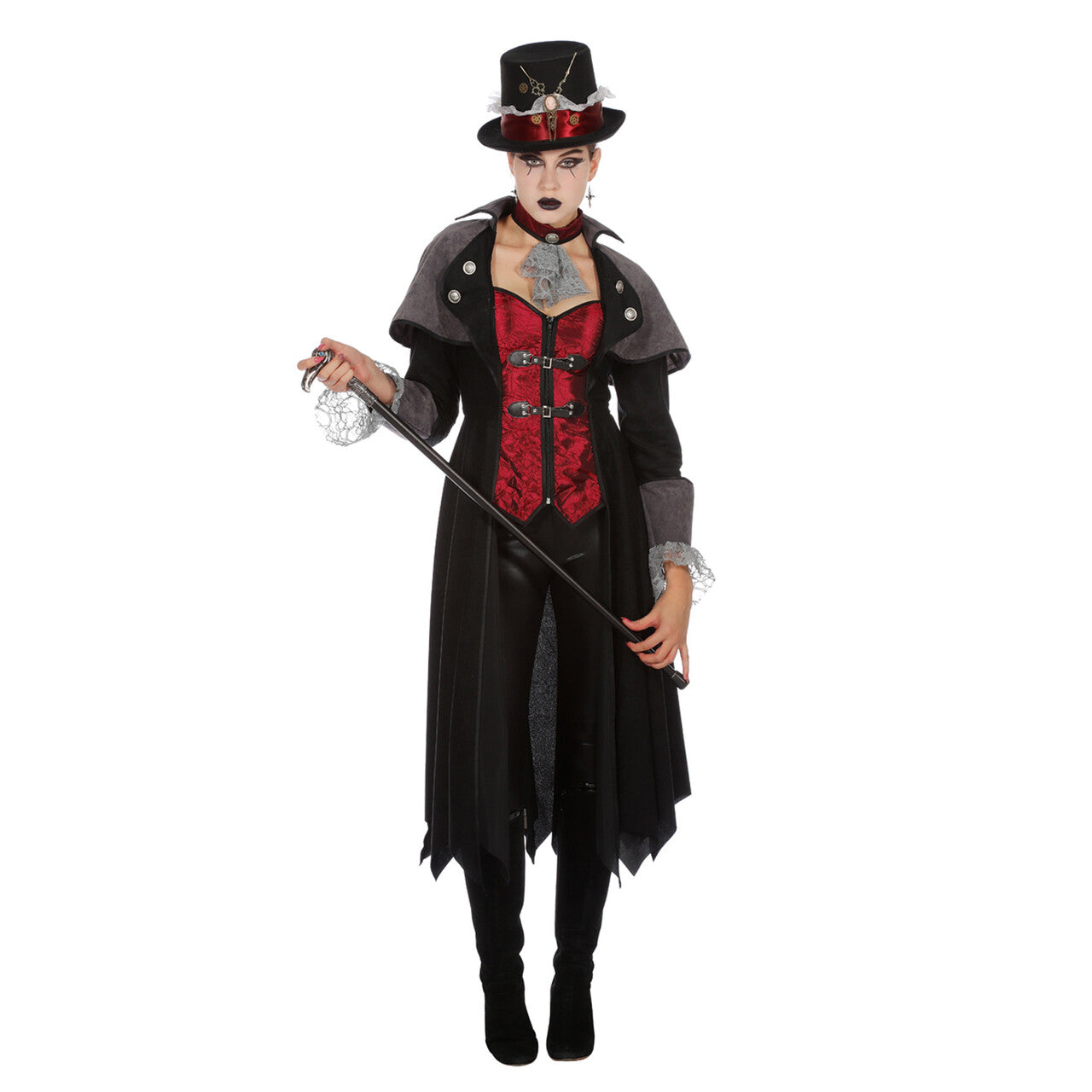 Op deze afbeelding zie je een Kostuums, van het merk Wilbers. Steampunk Vampier 19e Eeuw Jas Vrouw Kostuum