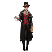 Op deze afbeelding zie je een Kostuums, van het merk Wilbers. Steampunk Vampier 19e Eeuw Jas Vrouw Kostuum