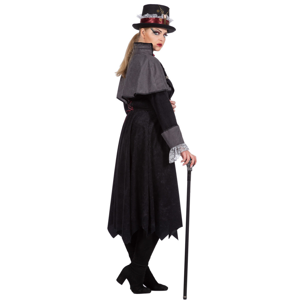 Op deze afbeelding zie je een Kostuums, van het merk Wilbers. Steampunk Vampier 19e Eeuw Jas Vrouw Kostuum