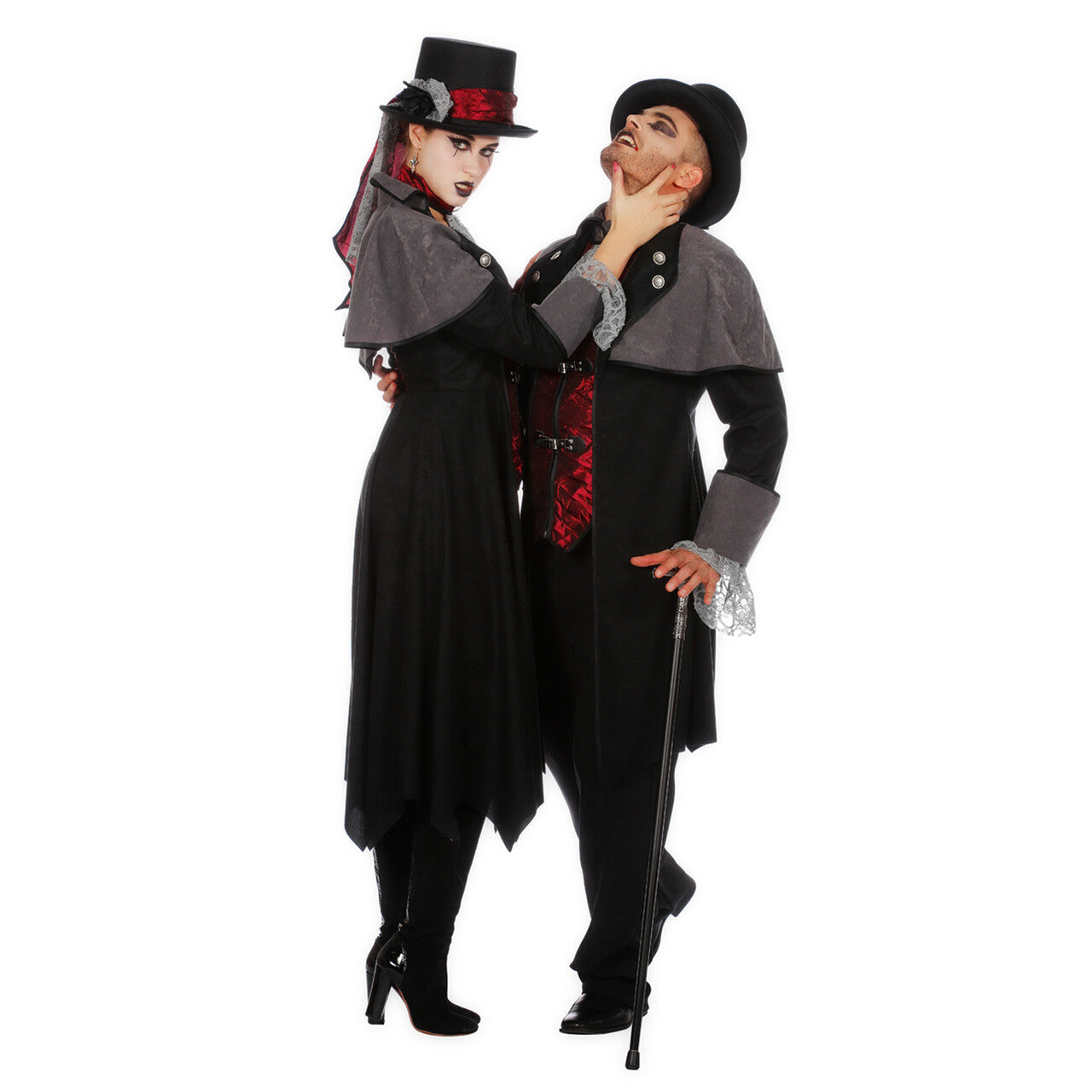 Op deze afbeelding zie je een Kostuums, van het merk Wilbers. Steampunk Vampier 19e Eeuw Jas Vrouw Kostuum
