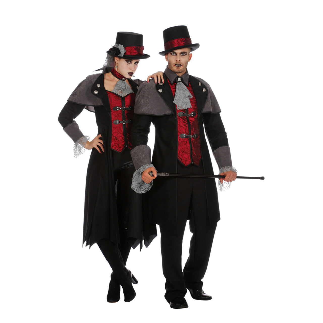 Op deze afbeelding zie je een Kostuums, van het merk Wilbers. Steampunk Vampier 19e Eeuw Jas Vrouw Kostuum