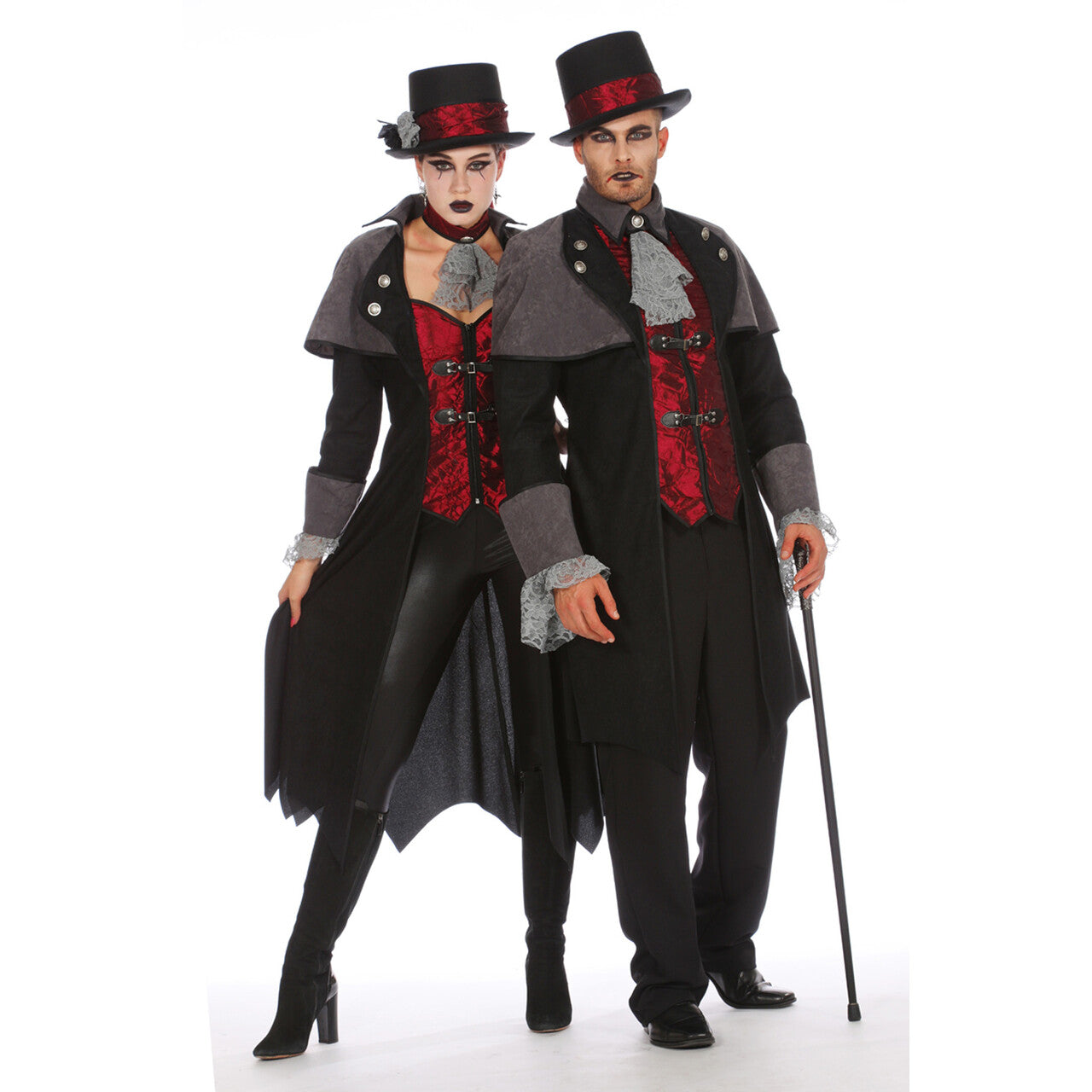 Op deze afbeelding zie je een Kostuums, van het merk Wilbers. Steampunk Vampier 19e Eeuw Jas Vrouw Kostuum