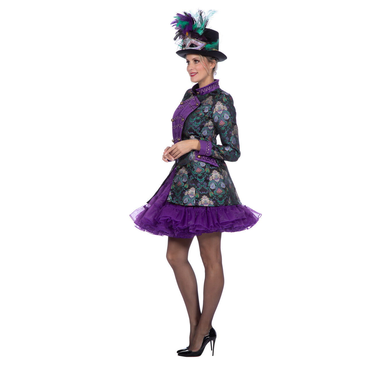 Op deze afbeelding zie je een Kostuums, van het merk Wilbers. Lady Luxe Jacquardjas Groen / Paars Vrouw
