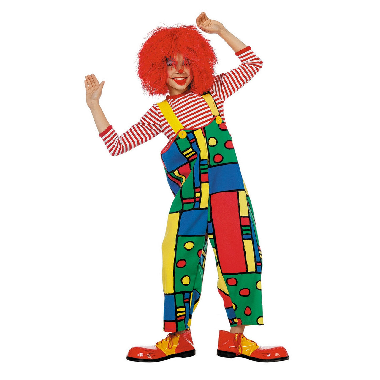 Op deze afbeelding zie je een Kostuums, van het merk Wilbers. Latzhose Mondriaan Articlown Kind Kostuum