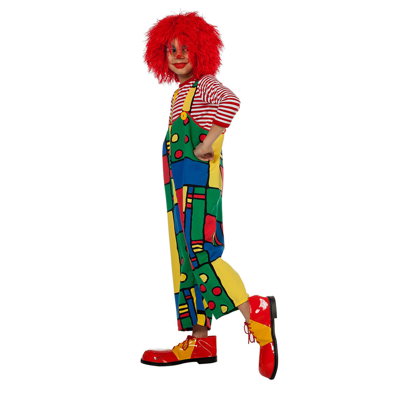 Op deze afbeelding zie je een Kostuums, van het merk Wilbers. Latzhose Mondriaan Articlown Kind Kostuum