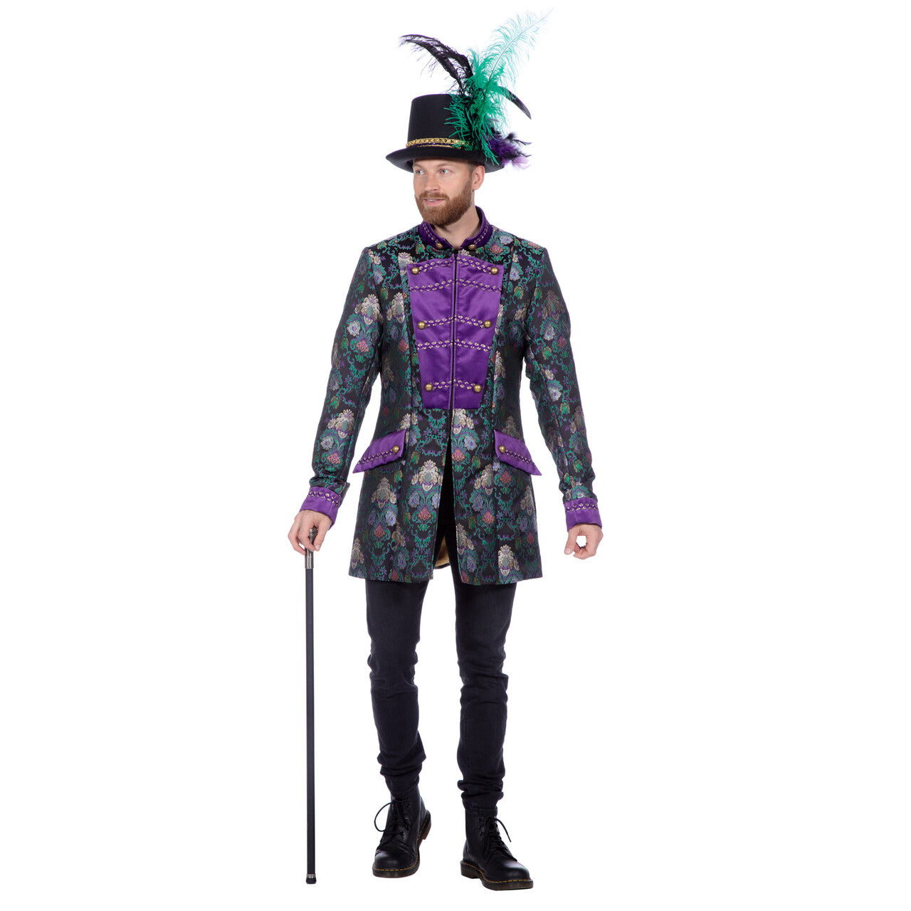 Op deze afbeelding zie je een Kostuums, van het merk Wilbers. Luxe Jacquardjas Groen / Paars Man
