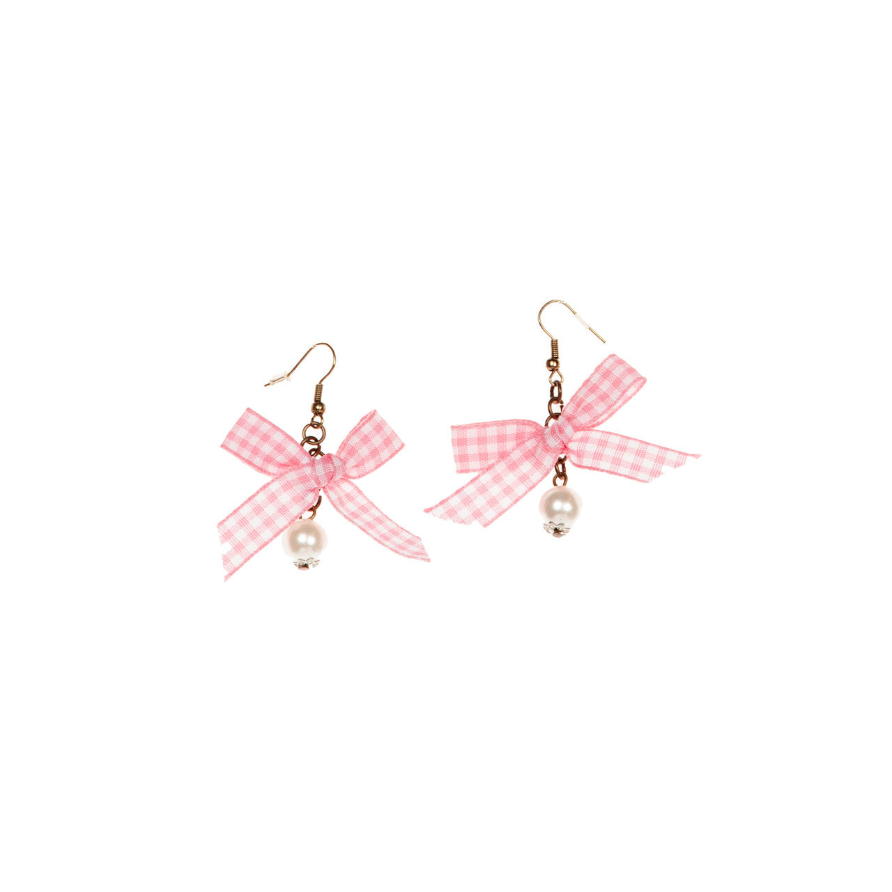 Op deze afbeelding zie je een Accessoires, van het merk Wilbers. Oorbellen Dirndl Parel Met Geruit Strikje Roze