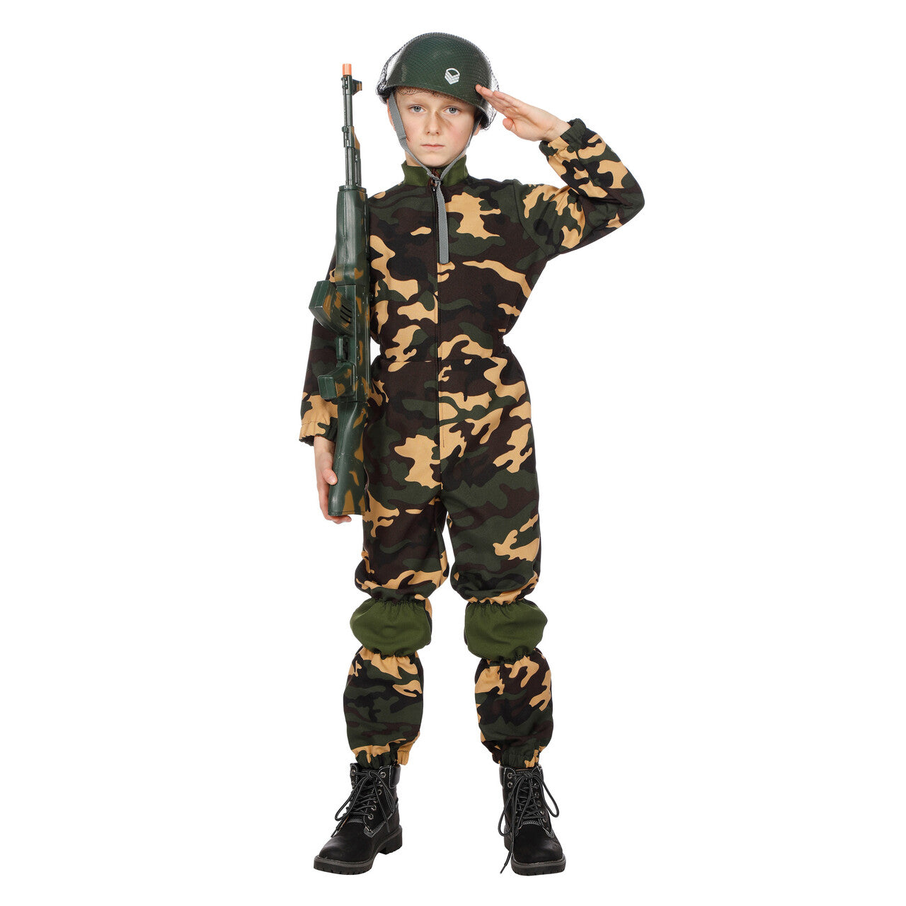 Op deze afbeelding zie je een Kostuums, van het merk Wilbers. Desert Storm Commando Camouflage Kostuum Bruin Jongen