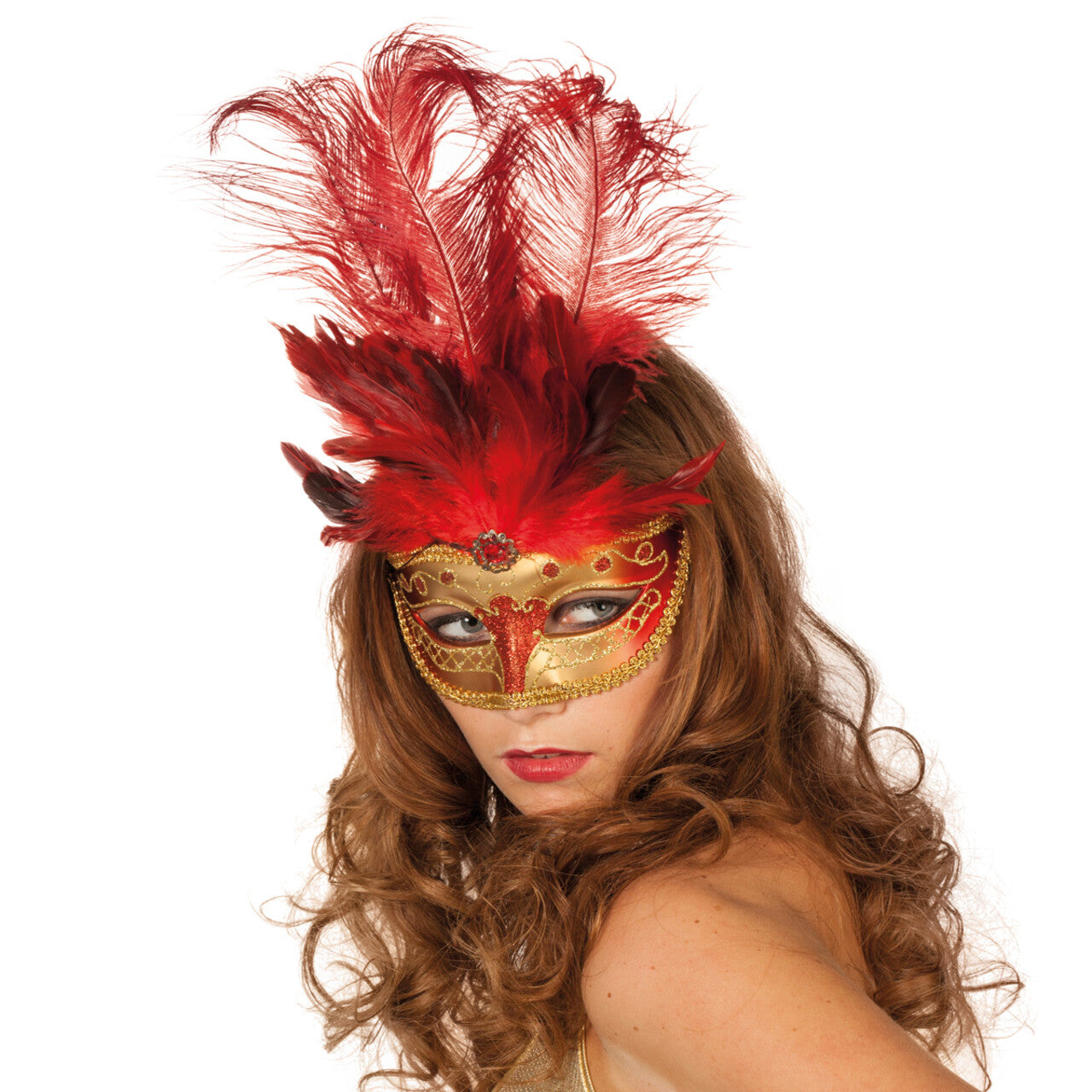 Op deze afbeelding zie je een Accessoires, van het merk Wilbers. Opvallend Venetiaans Masker Rood Madam Mysterie