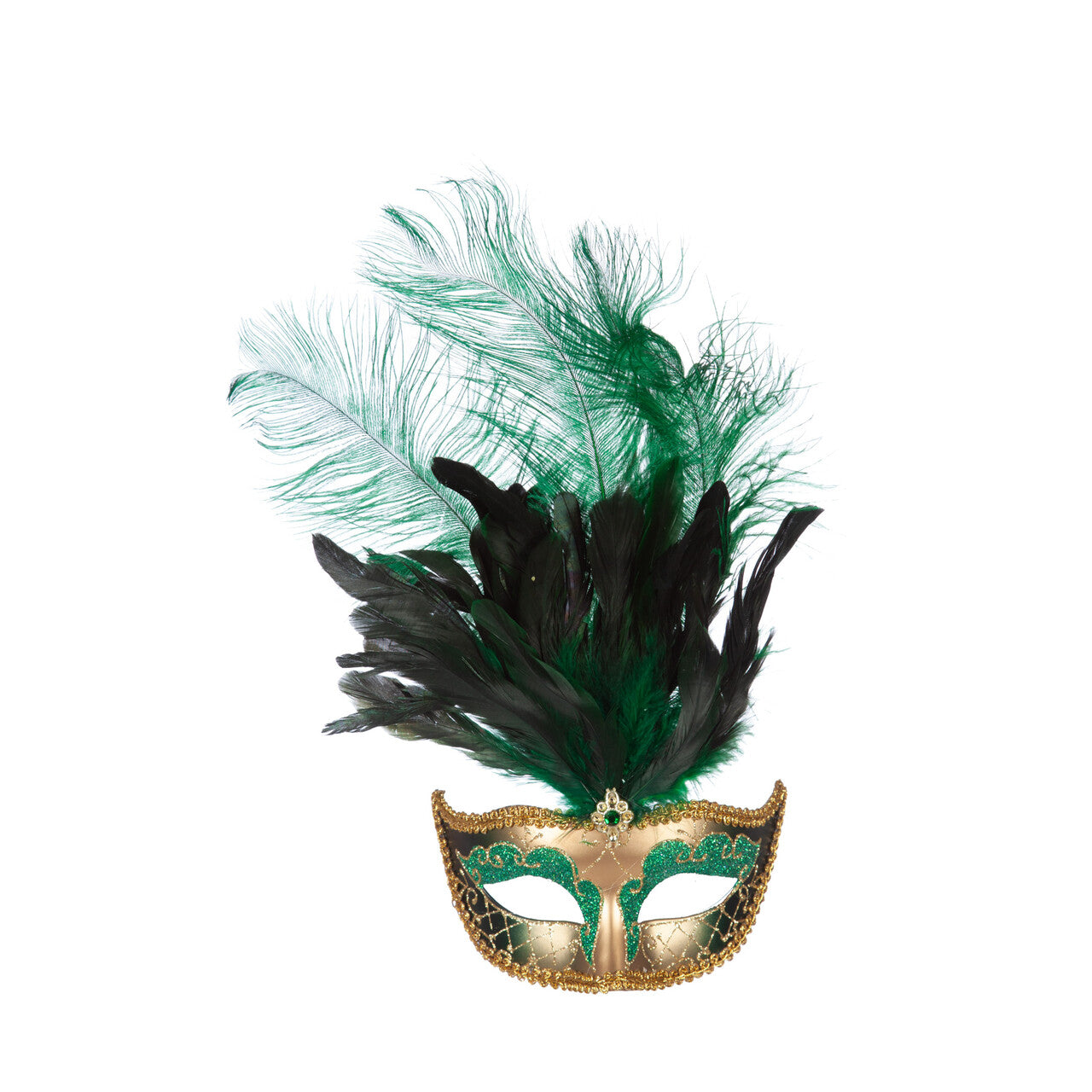 Op deze afbeelding zie je een Accessoires, van het merk Wilbers. Opvallend Venetiaans Masker Groen Emerald Beauty