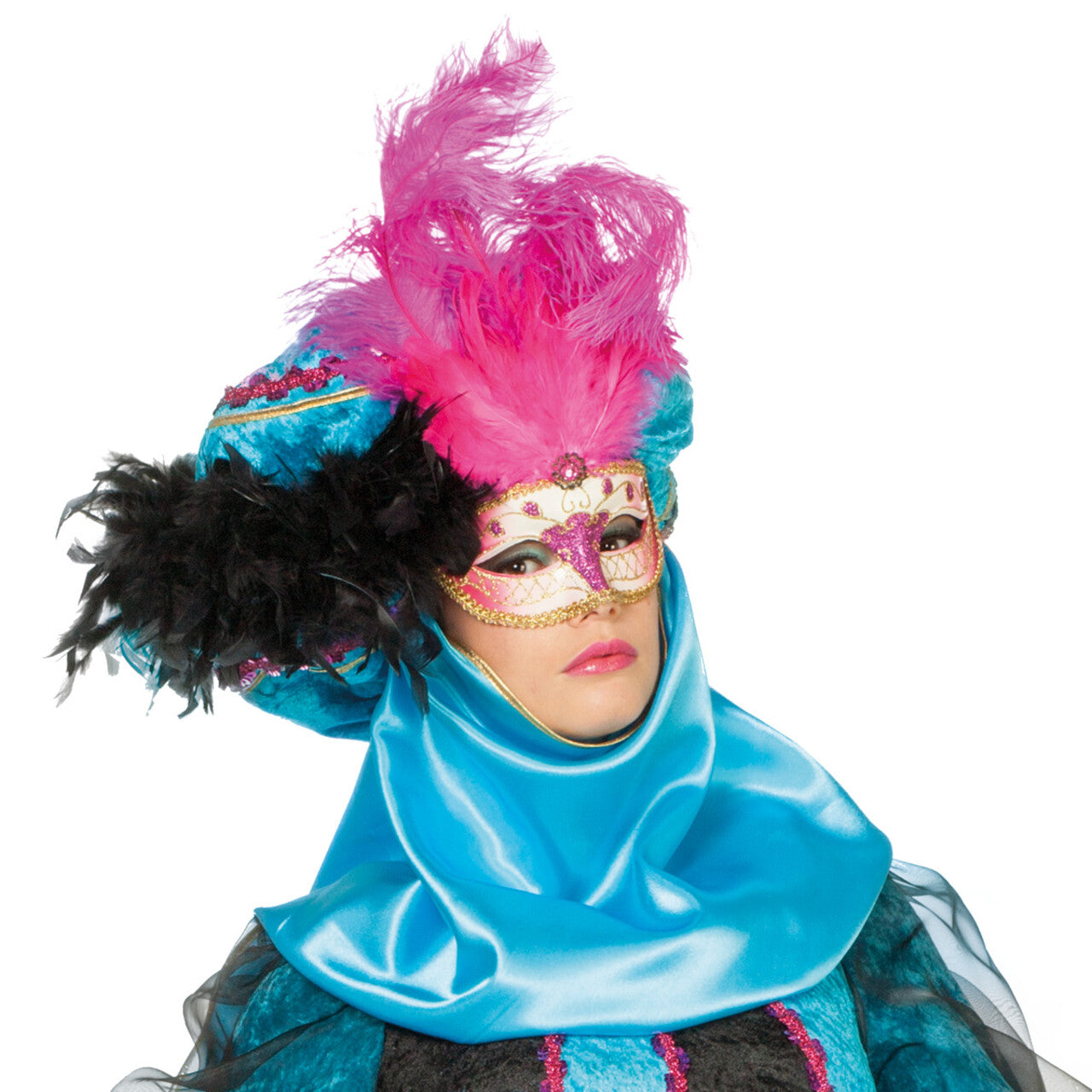 Op deze afbeelding zie je een Accessoires, van het merk Wilbers. Opvallend Venetiaans Masker Roze Emerald Beauty
