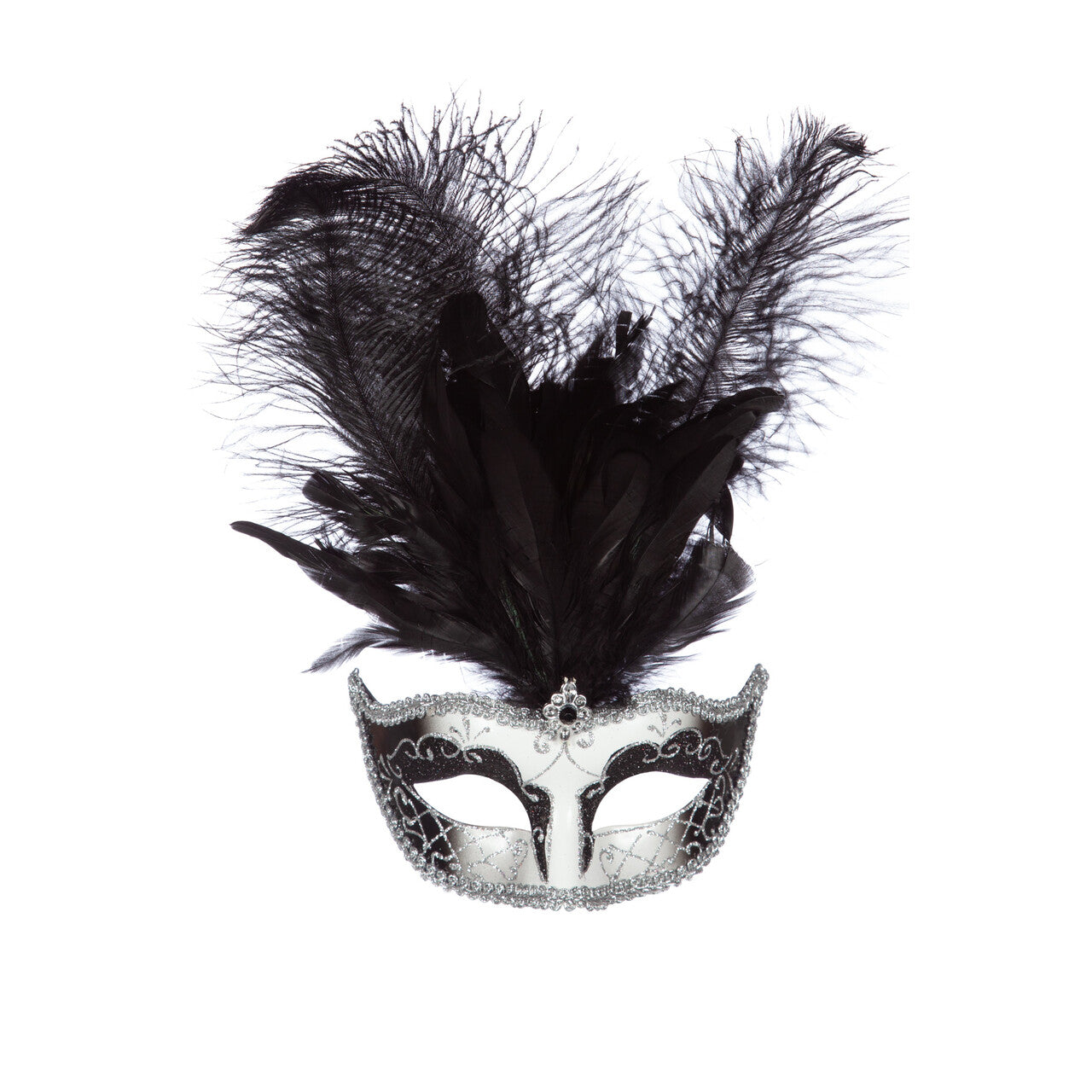 Op deze afbeelding zie je een Accessoires, van het merk Wilbers. Opvallend Venetiaans Masker Zwart Emerald Beauty Silver