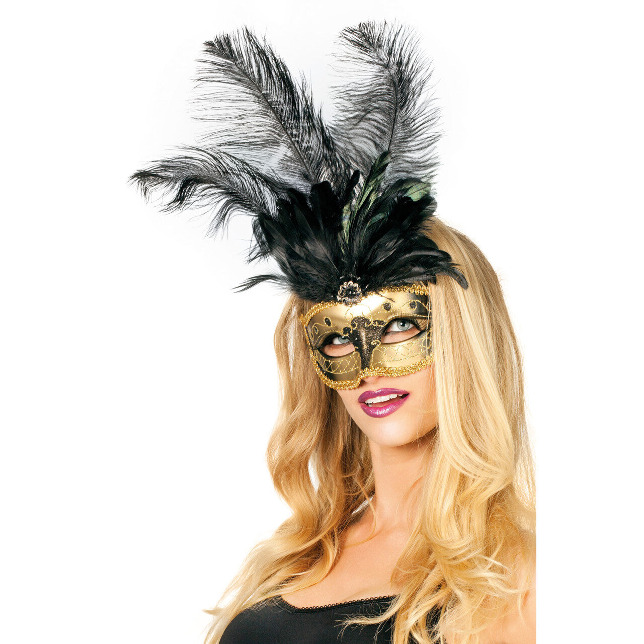 Op deze afbeelding zie je een Accessoires, van het merk Wilbers. Opvallend Venetiaans Masker Zwart Emerald Beauty Gold