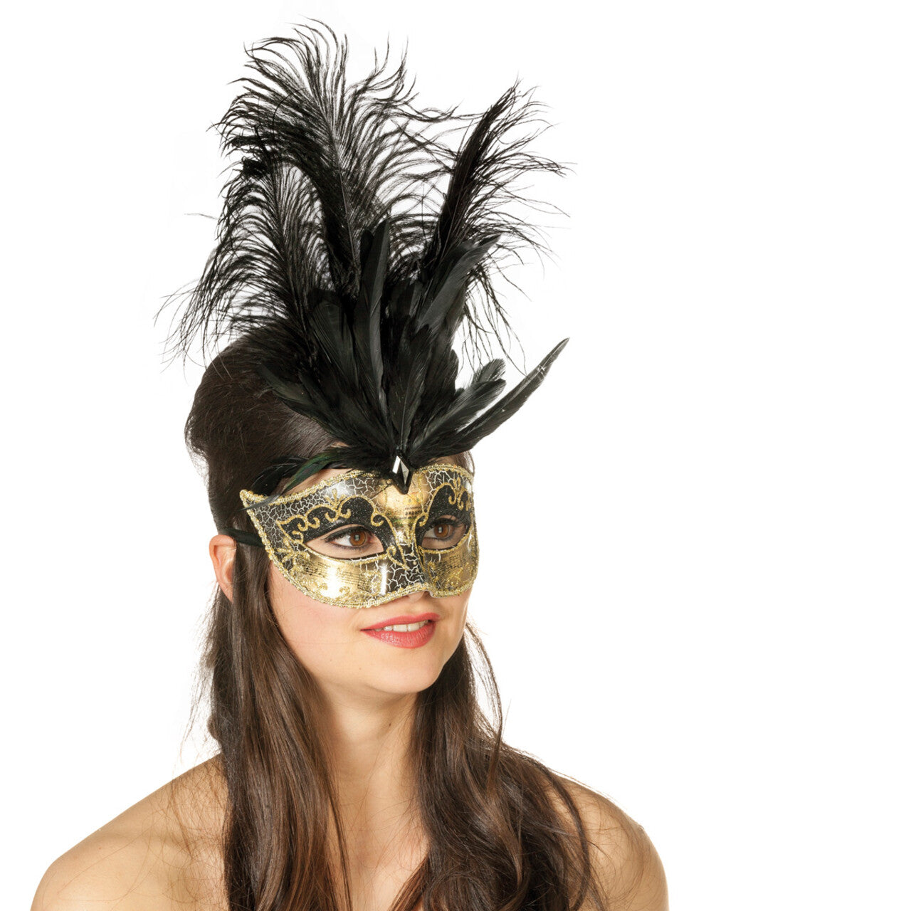 Op deze afbeelding zie je een Accessoires, van het merk Wilbers. Venetiaans Masker Grote Veren / Muzieknoot