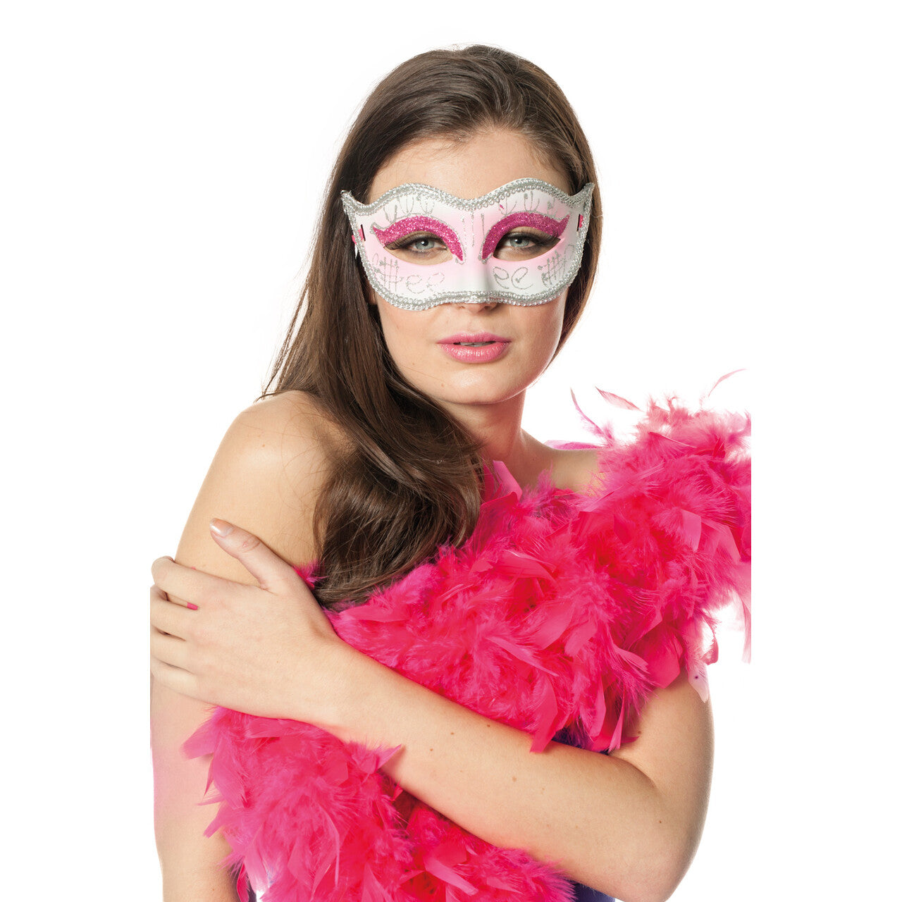 Op deze afbeelding zie je een Accessoires, van het merk Wilbers. Oogmasker Venice Zilver Roze