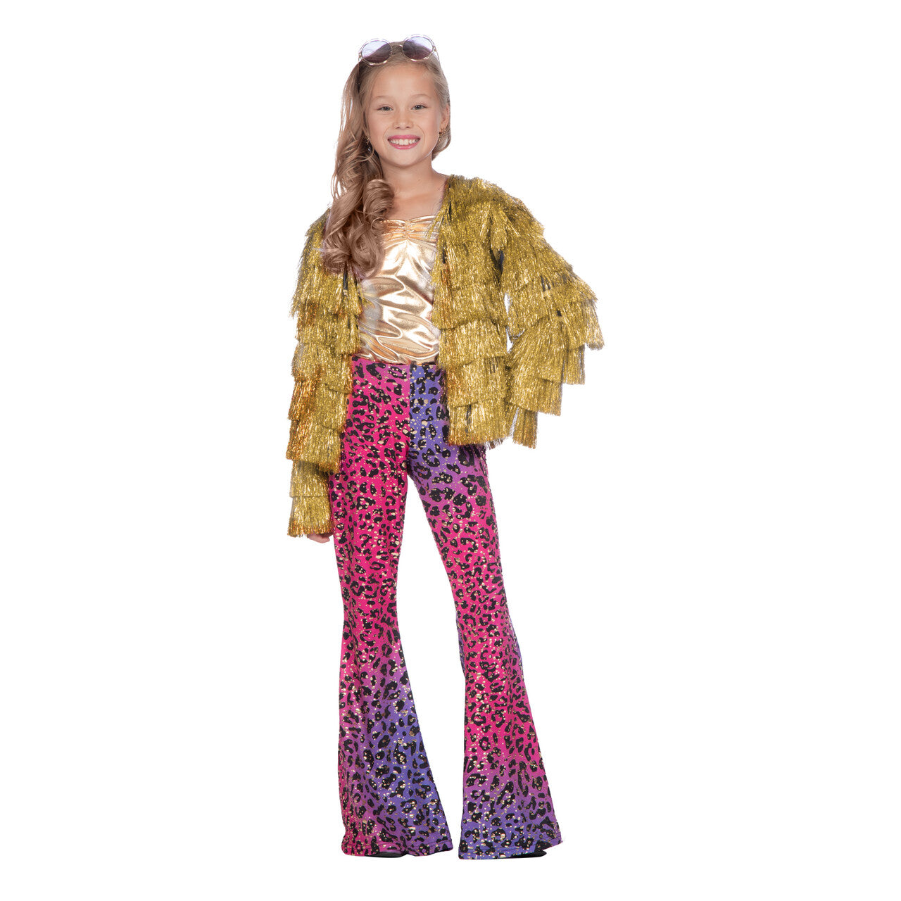Op deze afbeelding zie je een Kostuums, van het merk Wilbers. Party Prinsess Tinsel Jas Goud Meisje