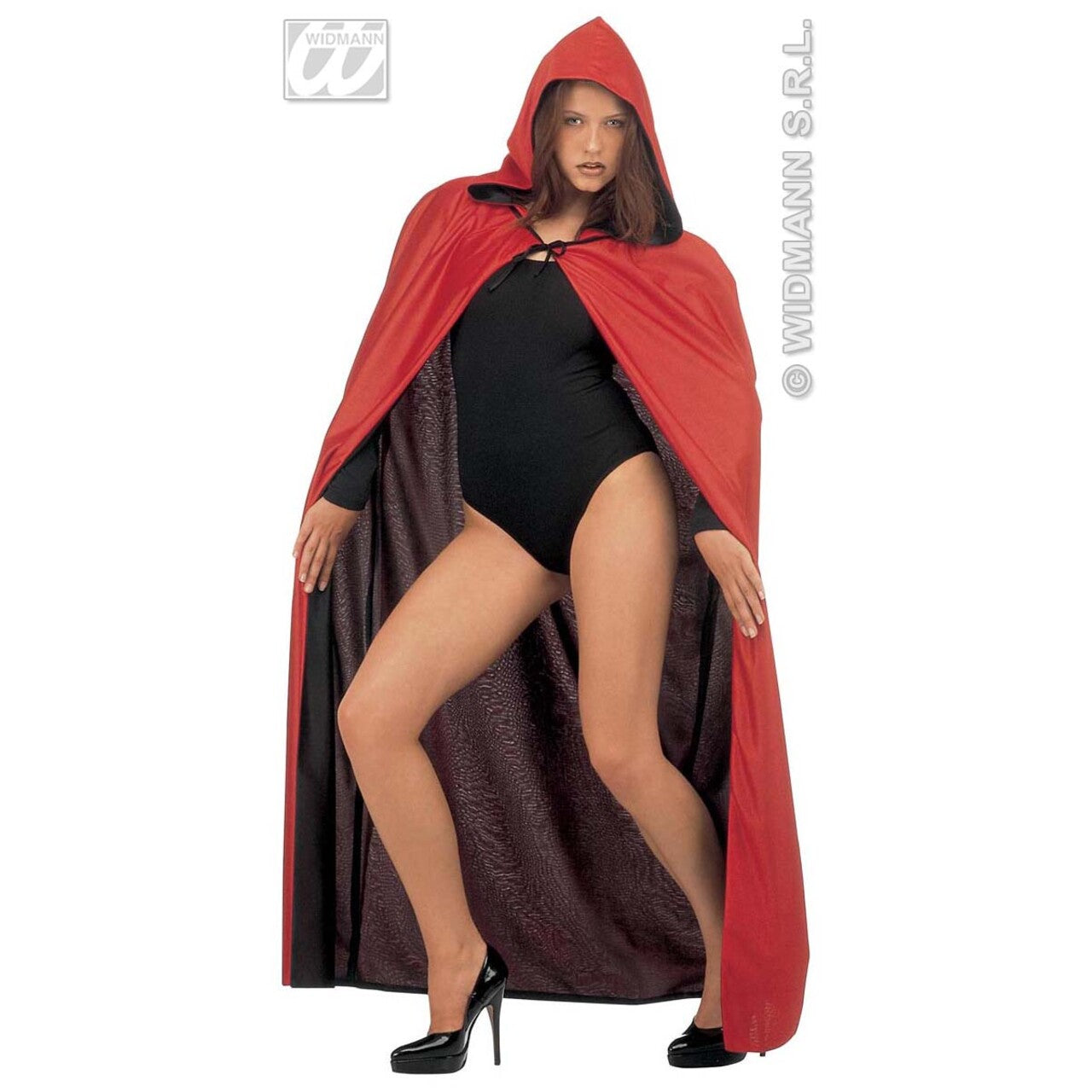 Op deze afbeelding zie je een Kostuums, van het merk Widmann. Luxe Zwart / Rode 2-Zijdige Cape