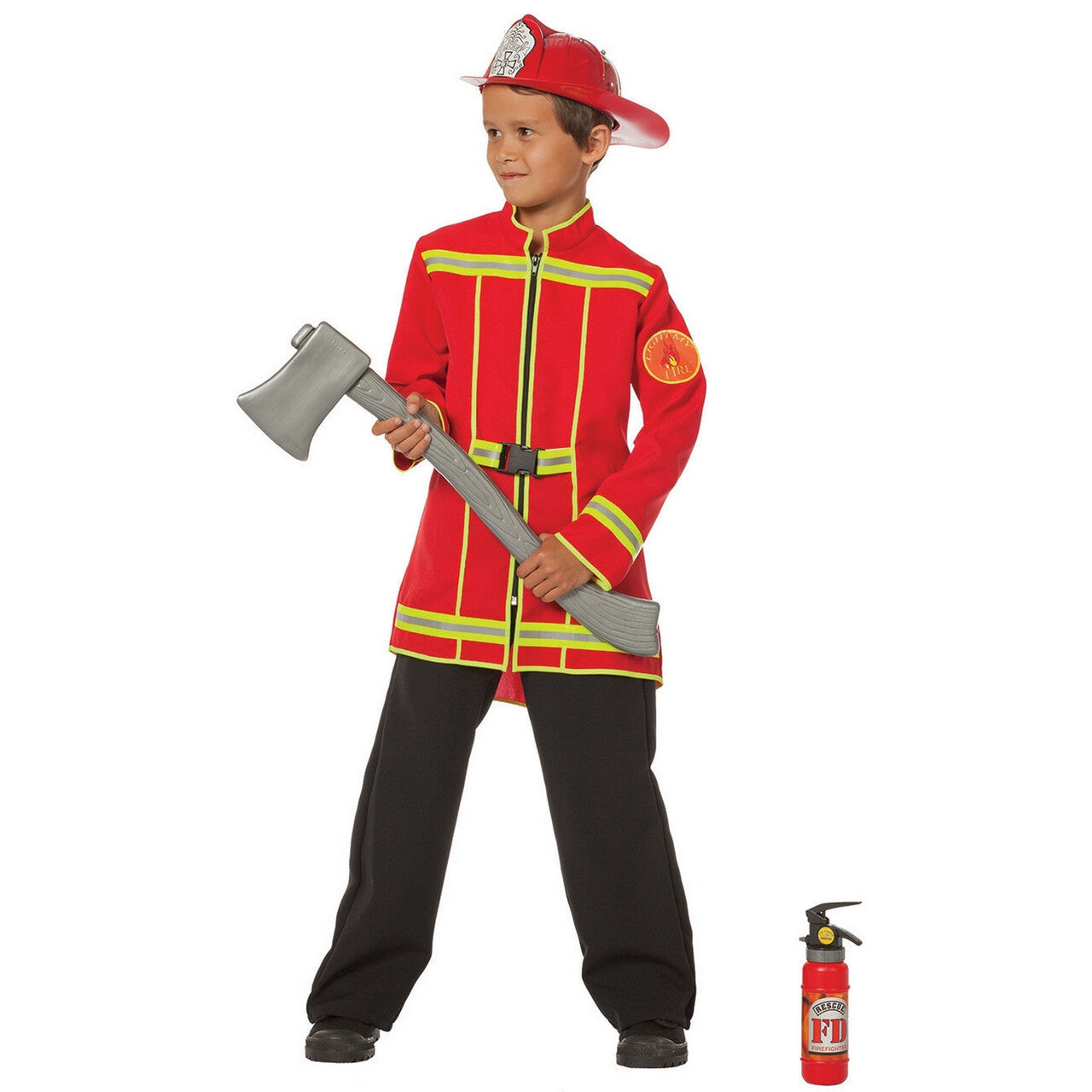 Op deze afbeelding zie je een Kostuums, van het merk Wilbers. Brandweerman Sim Brandweerjas Rood (Jongen) Kostuum