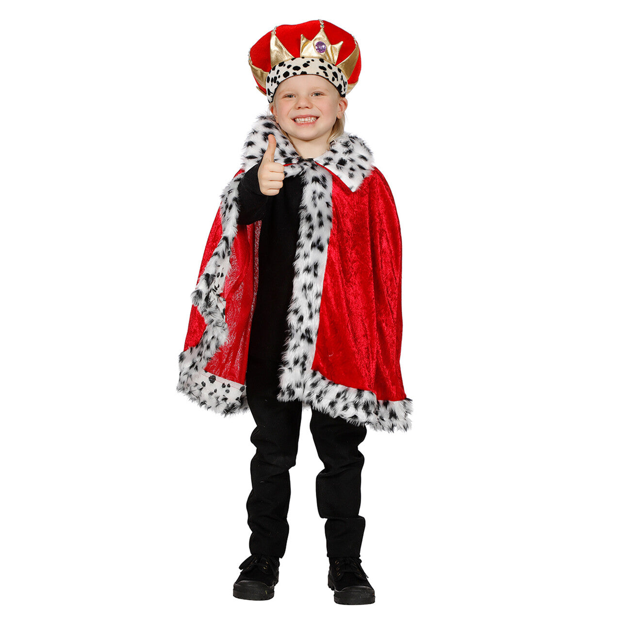 Op deze afbeelding zie je een Kostuums, van het merk Wilbers. Hermelijnen Prinsencape Rood Jongen Kostuum