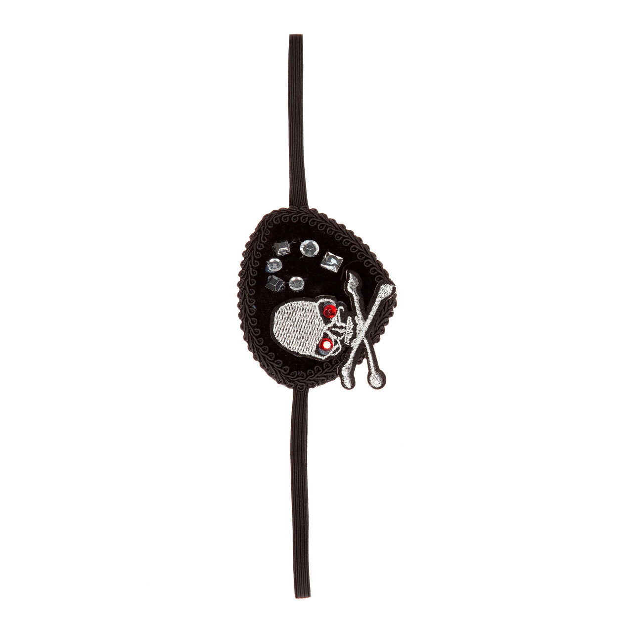 Op deze afbeelding zie je een Accessoires, van het merk Wilbers. Ooglapje Doodskop Zwart Met Steentjes Piraat