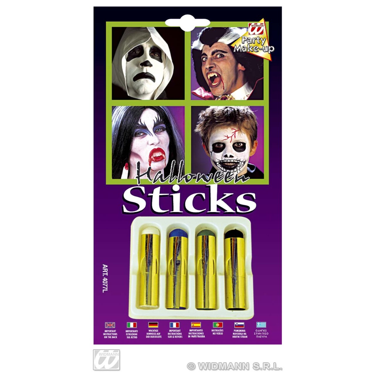 Op deze afbeelding zie je een Accessoires, van het merk Widmann. 4 Jumbo Aqua Make-Up Sticks Halloween