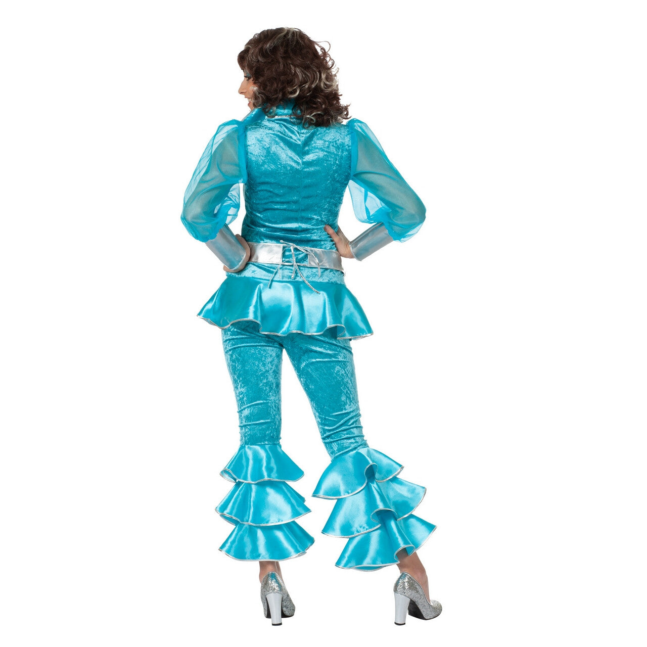 Op deze afbeelding zie je een Kostuums, van het merk Wilbers. Zweedse Mamma Mia Luxe Aqua Vrouw Kostuum