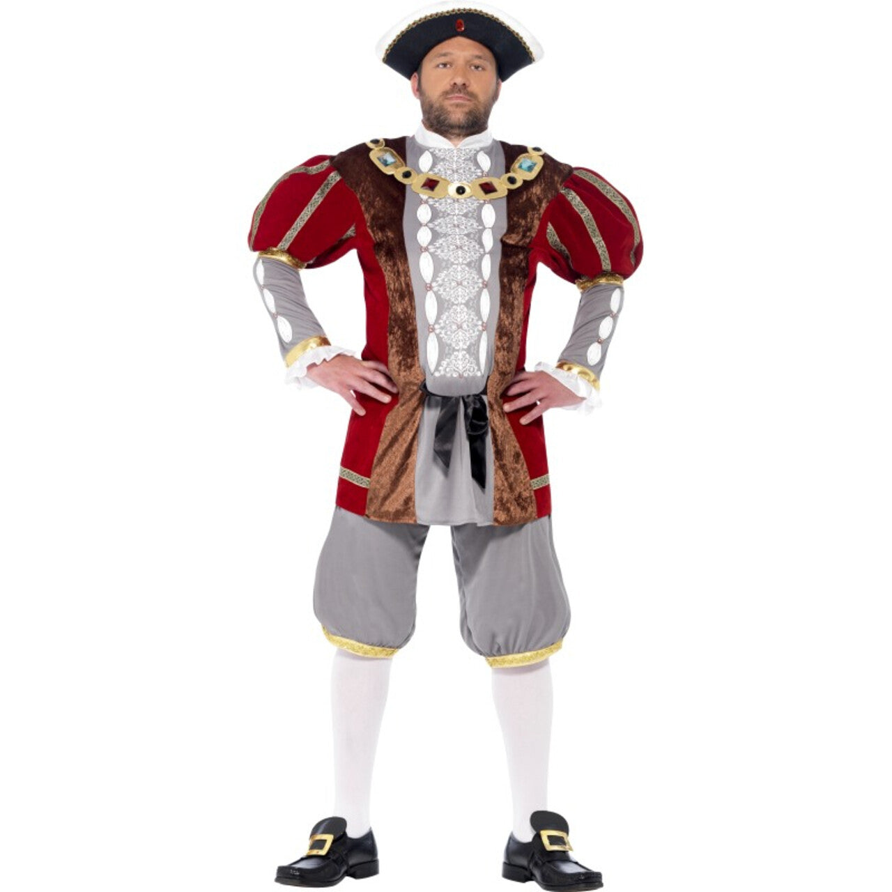 Op deze afbeelding zie je een Kostuums, van het merk Smiffy's. Engelse Koning Henry Vii Luxe Man Kostuum