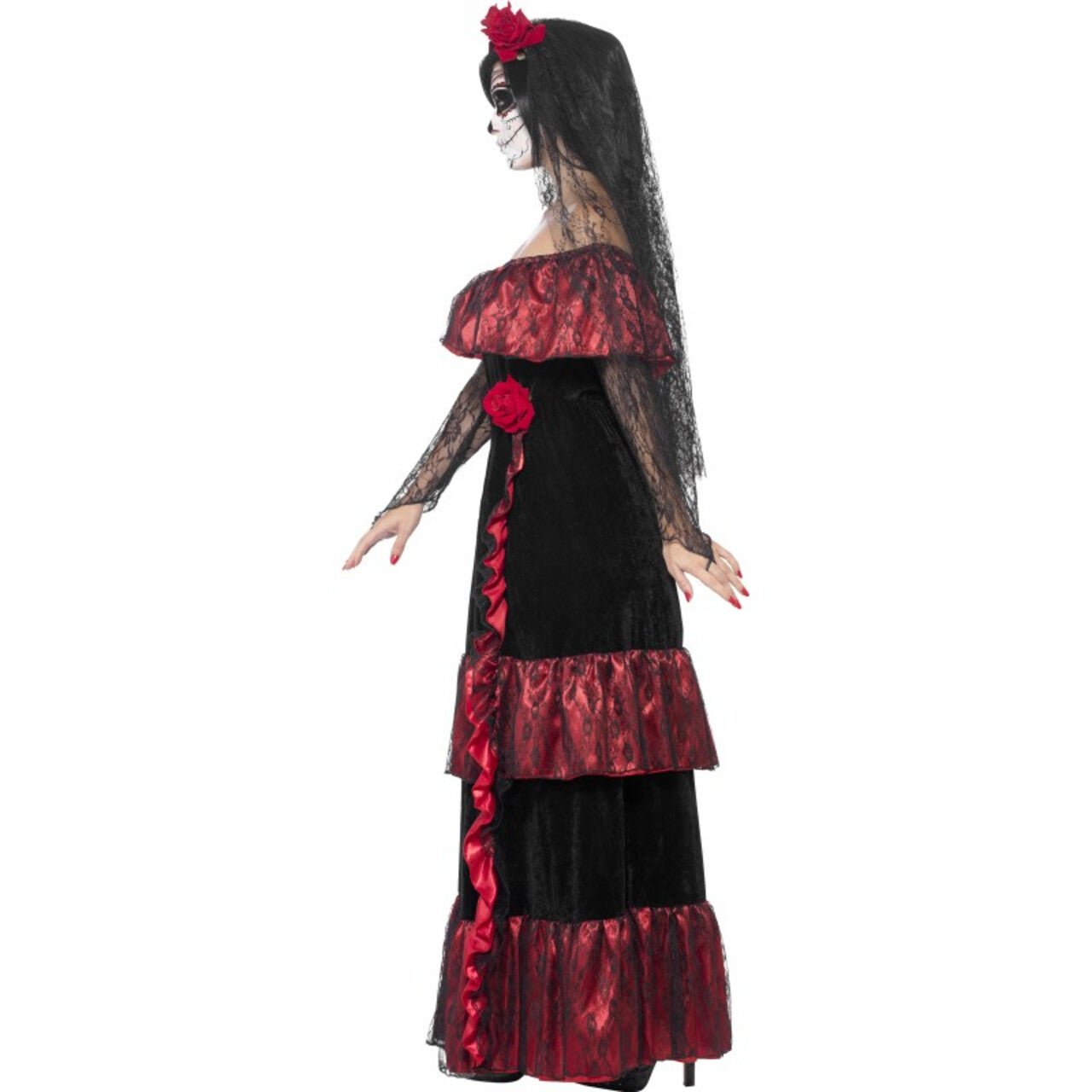 Op deze afbeelding zie je een Kostuums, van het merk Smiffy's. Day Of The Dead Bruid Vrouw Kostuum