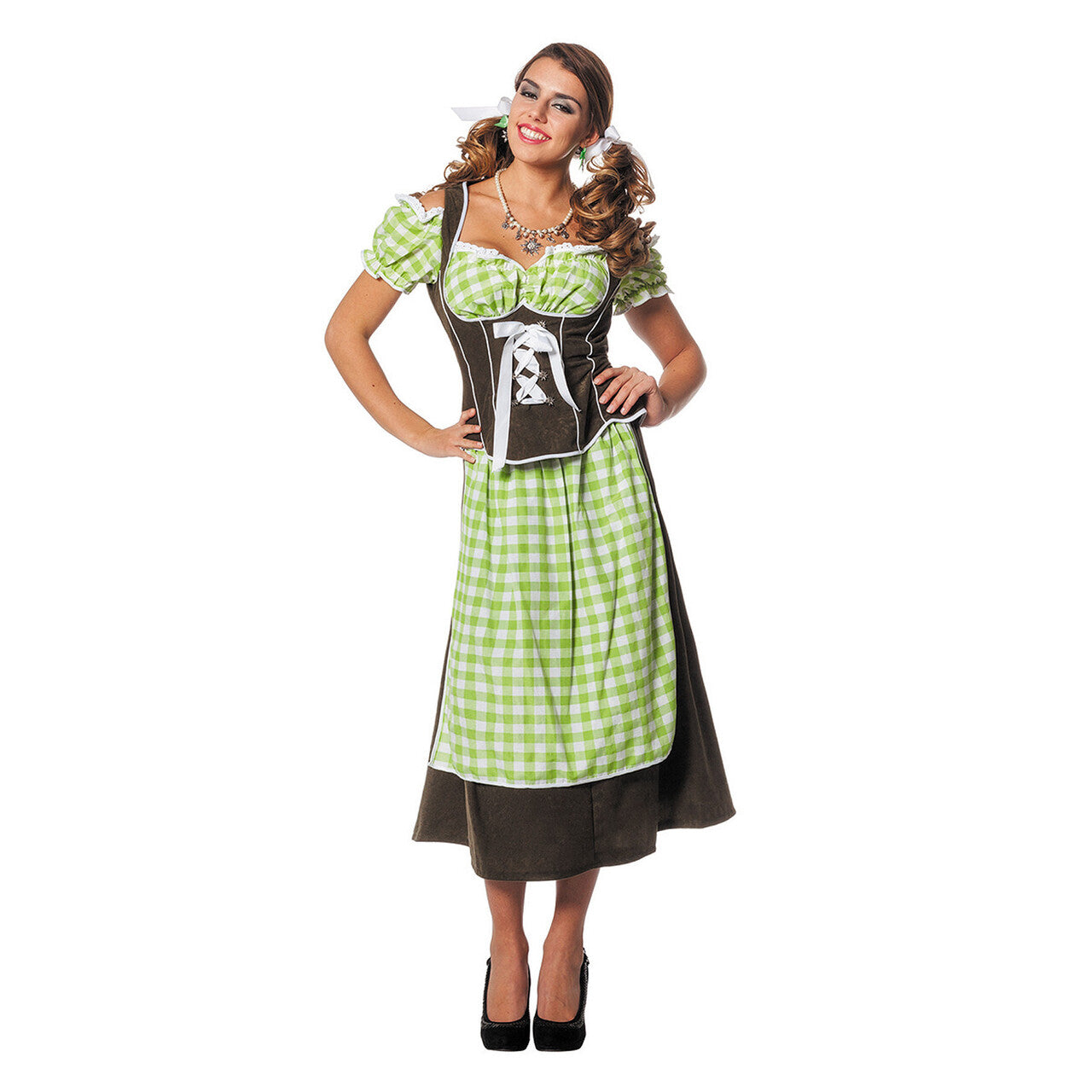 Op deze afbeelding zie je een Kostuums, van het merk Wilbers. Beierse Dirndl Suedine Vrouw Kostuum